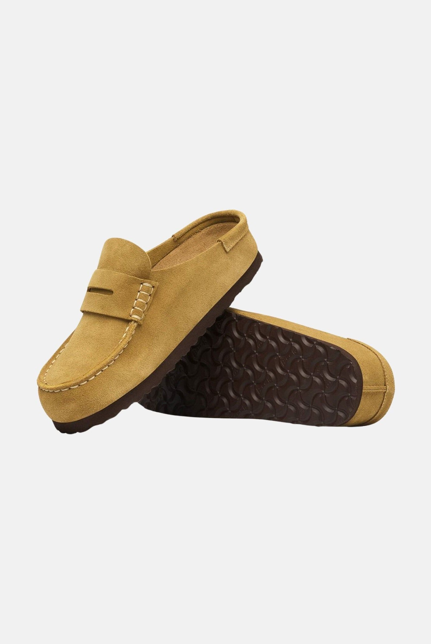 BIRKENSTOCK Mocassino NAPLES WRAPPED Sabot, cork-brown marrone chiaro da uomo in pelle scamosciata<BR/> 1033127 . BIRKENSTOCK