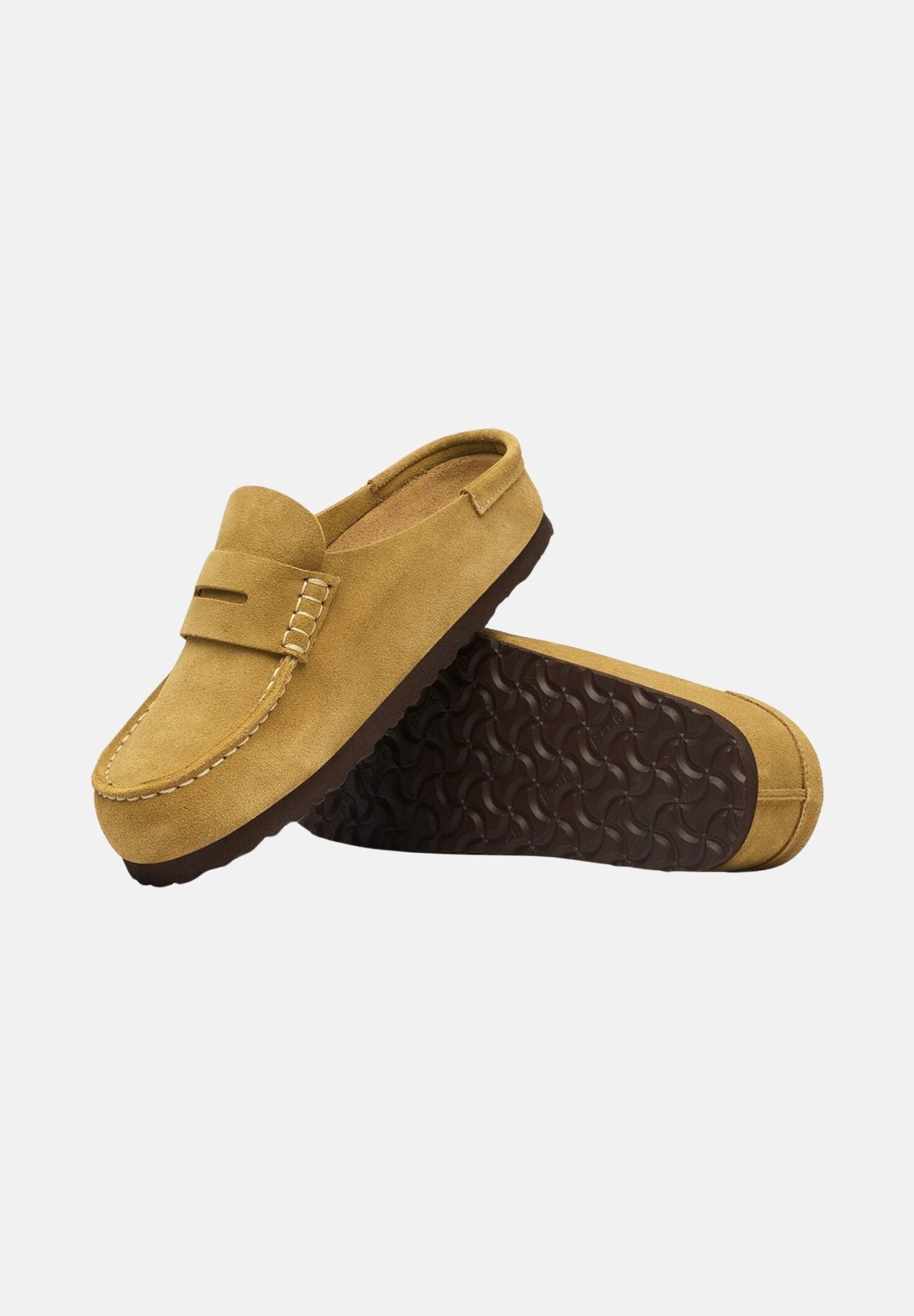 BIRKENSTOCK Mocassino NAPLES WRAPPED Sabot, cork-brown marrone chiaro da uomo in pelle scamosciata<BR/> 1033127 . BIRKENSTOCK