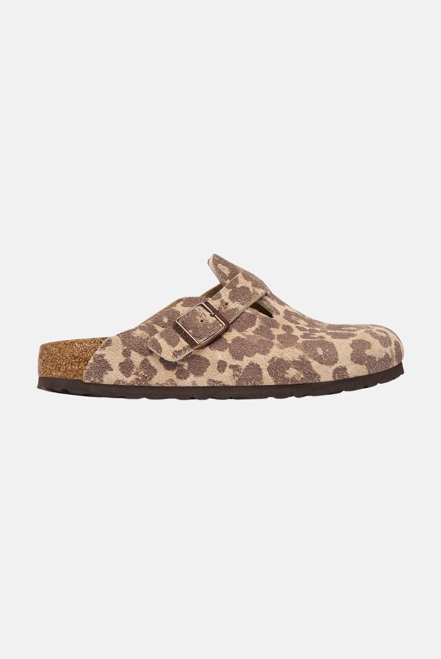 BIRKENSTOCK Sabot BOSTON beige e marrone da donna con fantasia leopardata e cinturino regolabile.<BR/> 1033324 . BIRKENSTOCK
