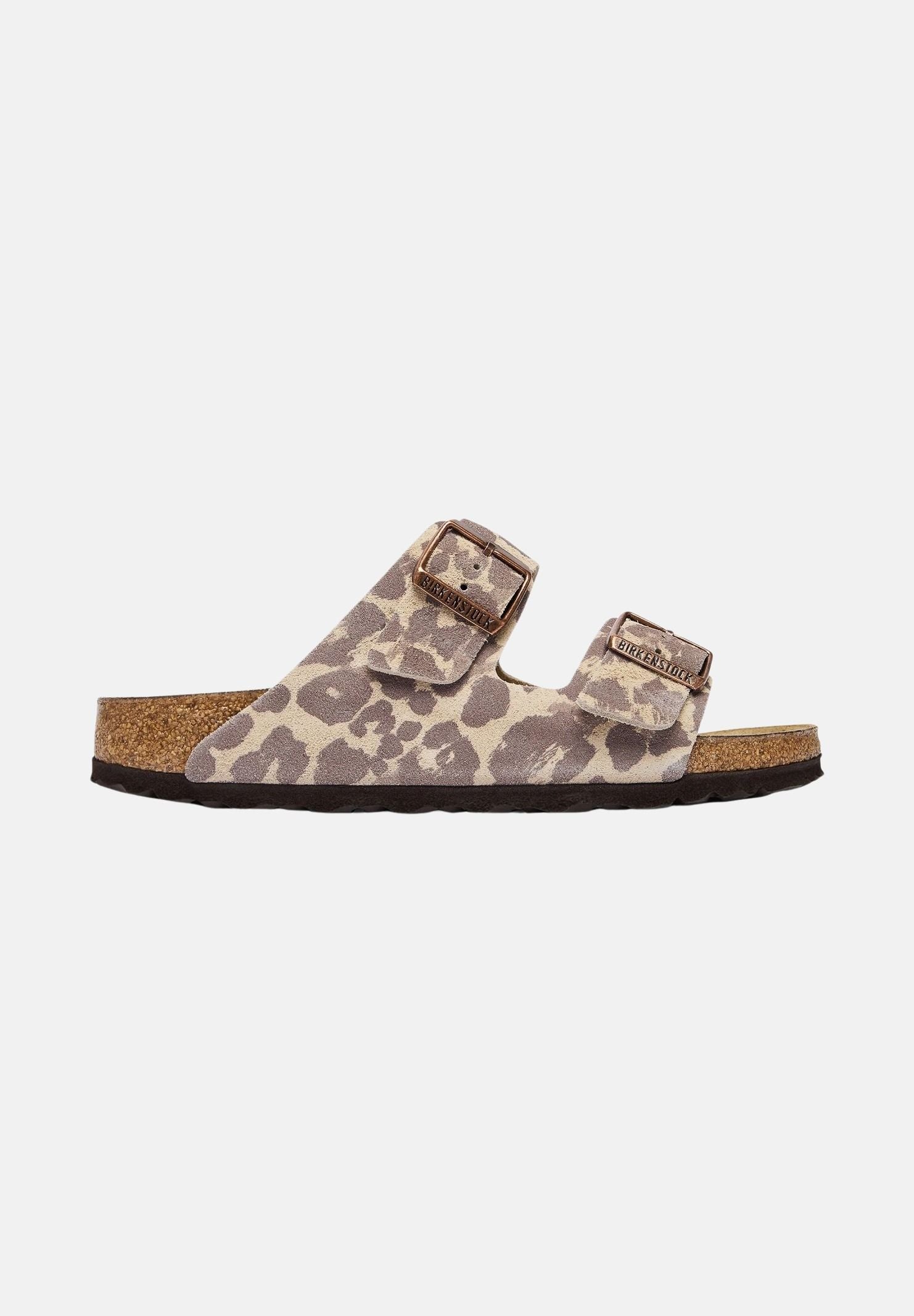 BIRKENSTOCK Ciabatta ARIZONA LEO beige e marrone da donna con fantasia leopardata e doppio cinturino regolabile. 1033330 . BIRKENSTOCK