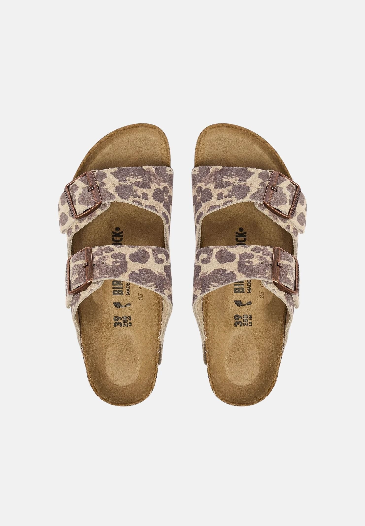 BIRKENSTOCK Ciabatta ARIZONA LEO beige e marrone da donna con fantasia leopardata e doppio cinturino regolabile. 1033330 . BIRKENSTOCK