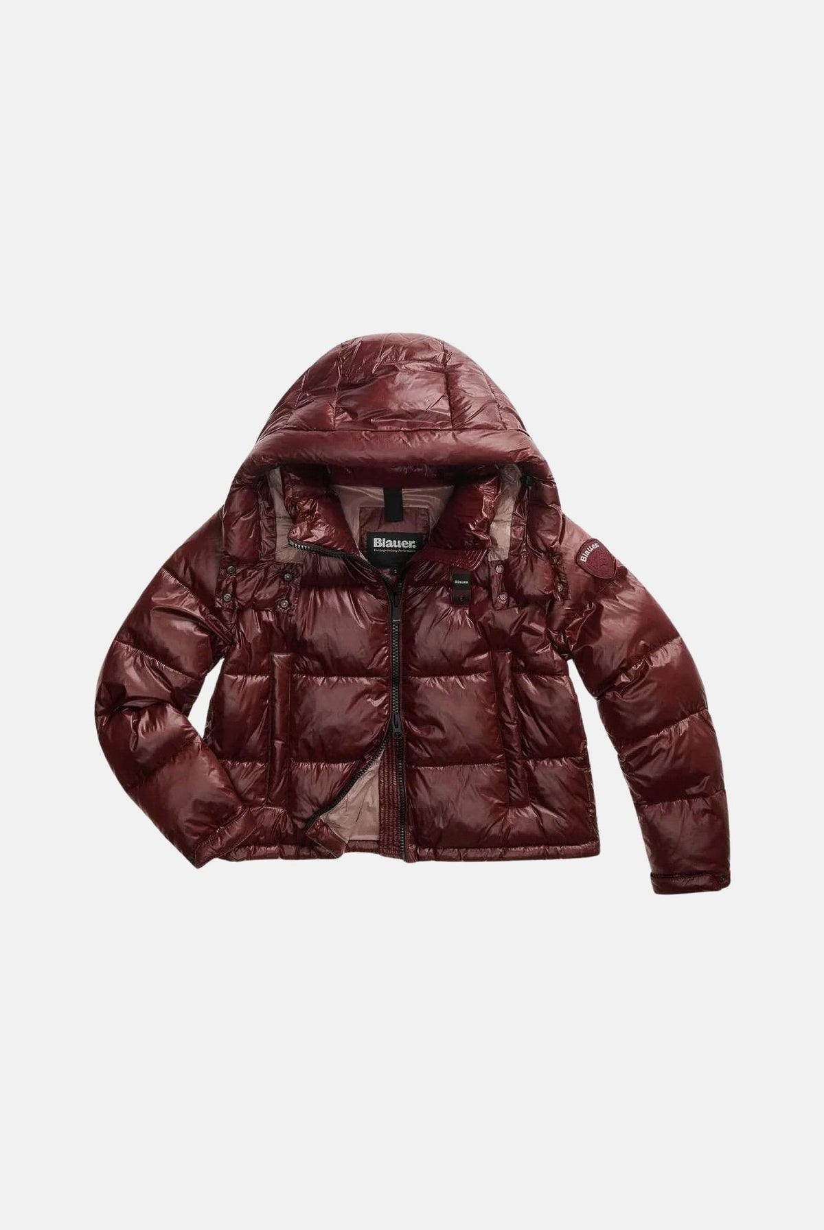 BLAUER giubbotto GLORIA marrone mogano da donna, in nylon idrorepellente con imbottitura Sorona®, cappuccio removibile, zip e tasche con bottoni. 26WBLDC02071-006648 592BW BLAUER