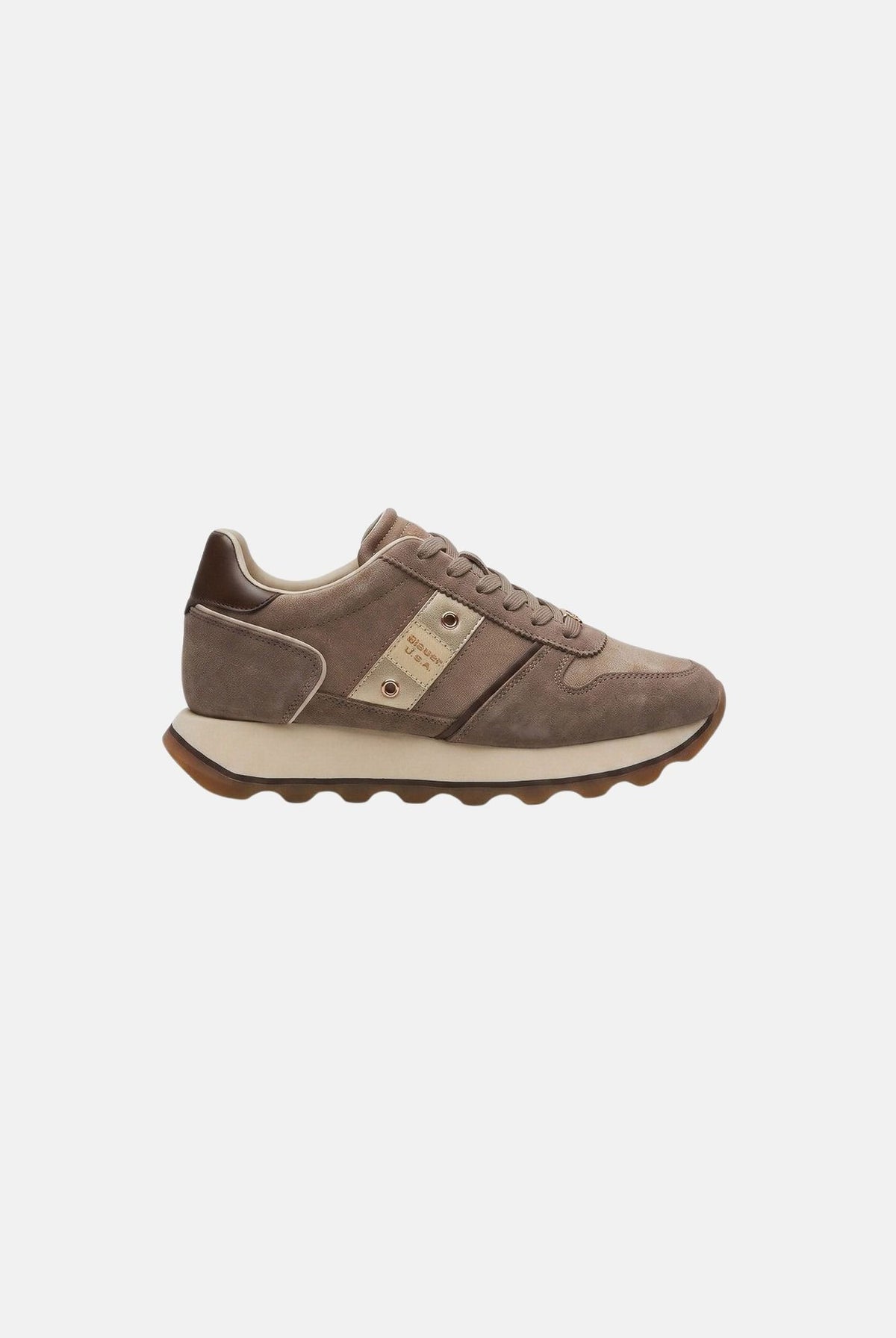 BLAUER Sneakers MILLS taupe marrone da donna con chiusura stringata e suola dentellata. F6MILLS01NUS TAU BLAUER