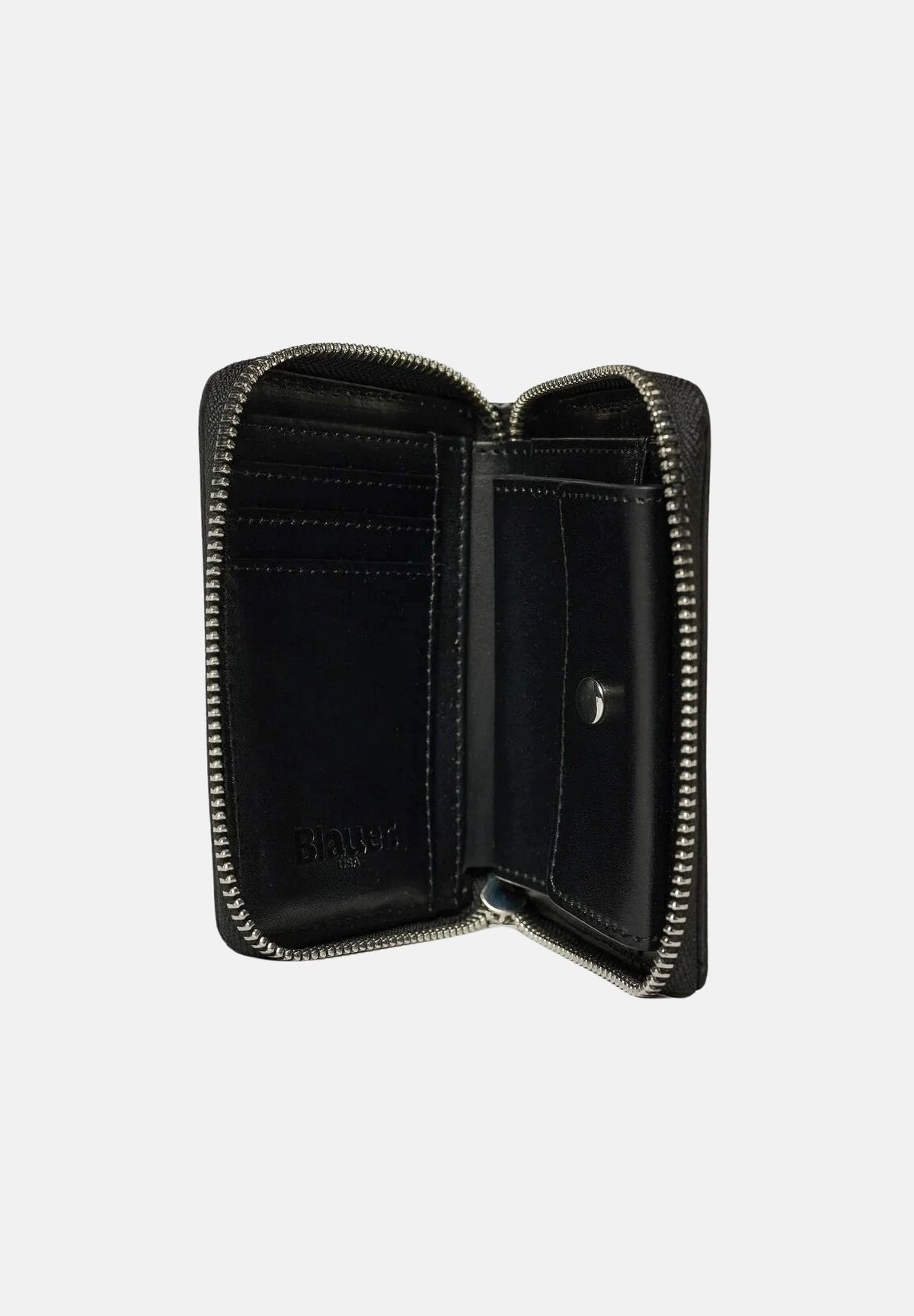 BLAUER Portafoglio nero da donna con parte superiore satinata F6PALM03PAD BLK BLAUER