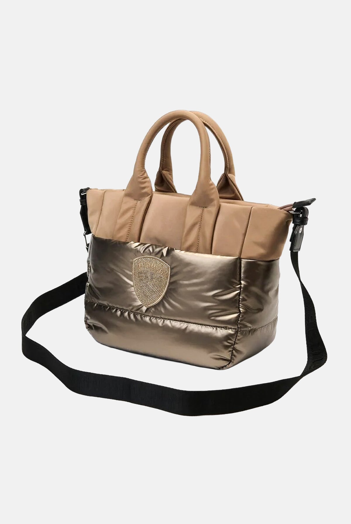 BLAUER Borsa a mano HANDBAG beige da donna con logo iconico frontale e parte superiore satinata F6QUARTXS01PAD BEI BLAUER