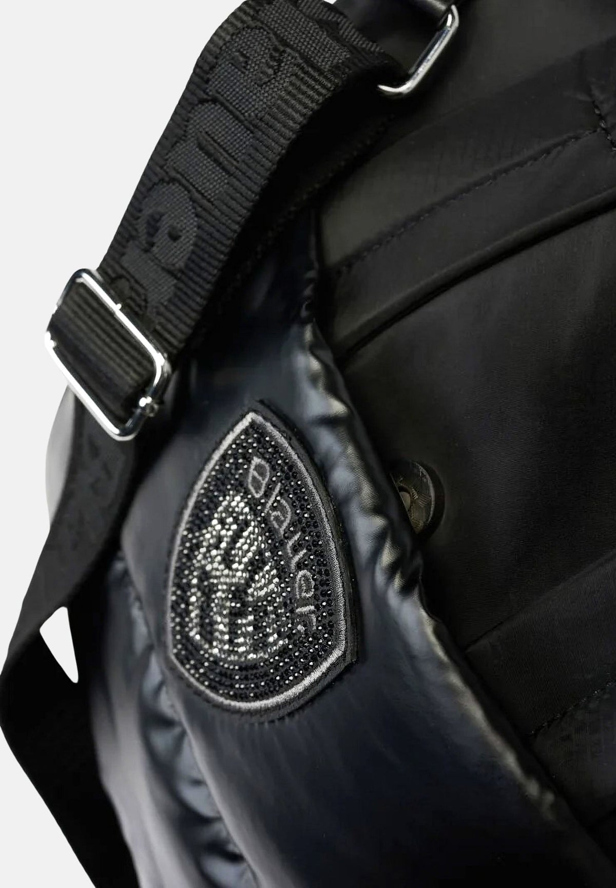 BLAUER Borsa a mano HANDBAG nera da donna con logo iconico frontale e parte superiore satinata F6QUARTXS01PAD BLK BLAUER