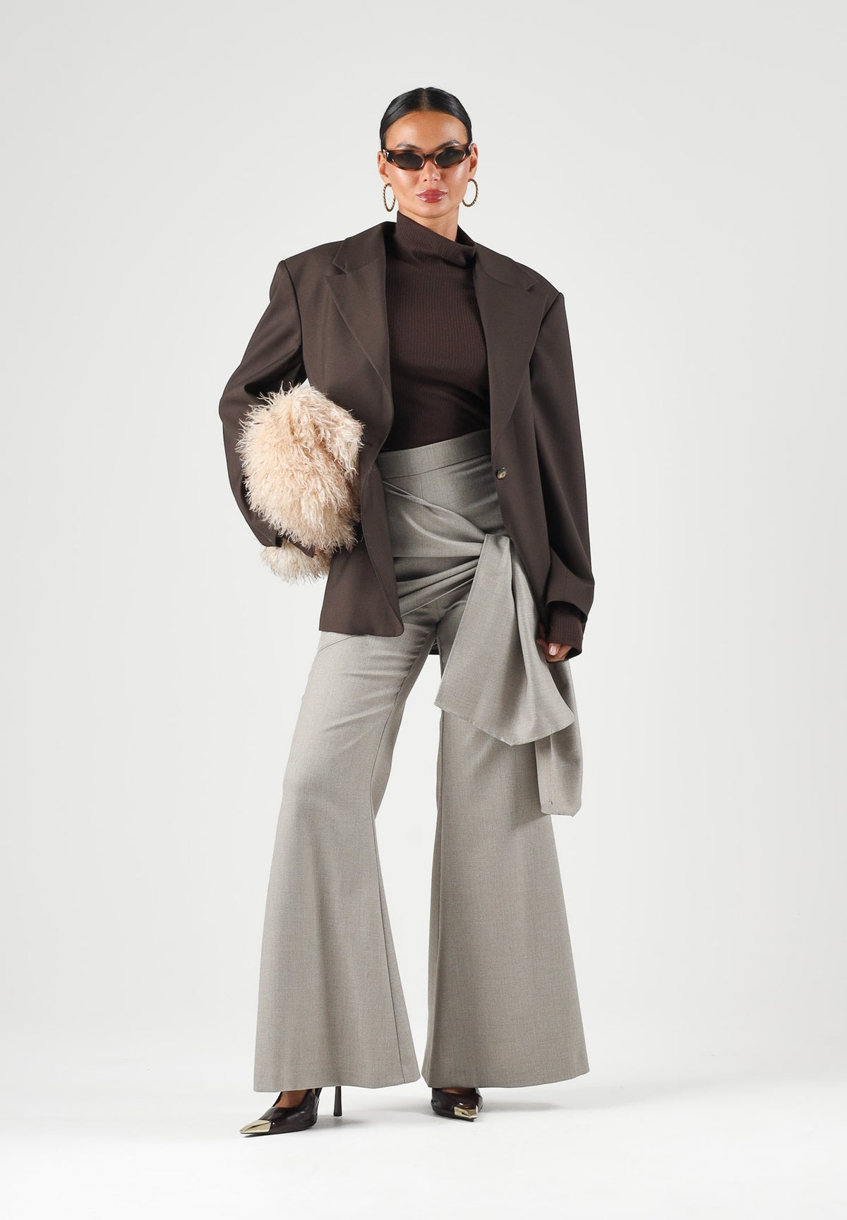 BOHEMIAN VI Giacca monopetto brown-marrone scuro per donna con taglio sartoriale BHGI021 BR BOHEMIAN VI