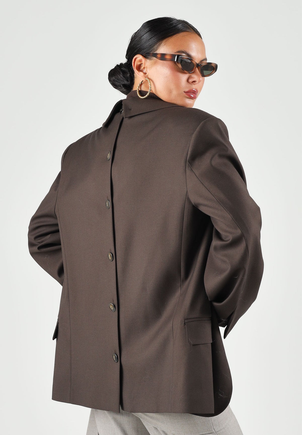 BOHEMIAN VI Giacca monopetto brown-marrone scuro per donna con taglio sartoriale BHGI021 BR BOHEMIAN VI