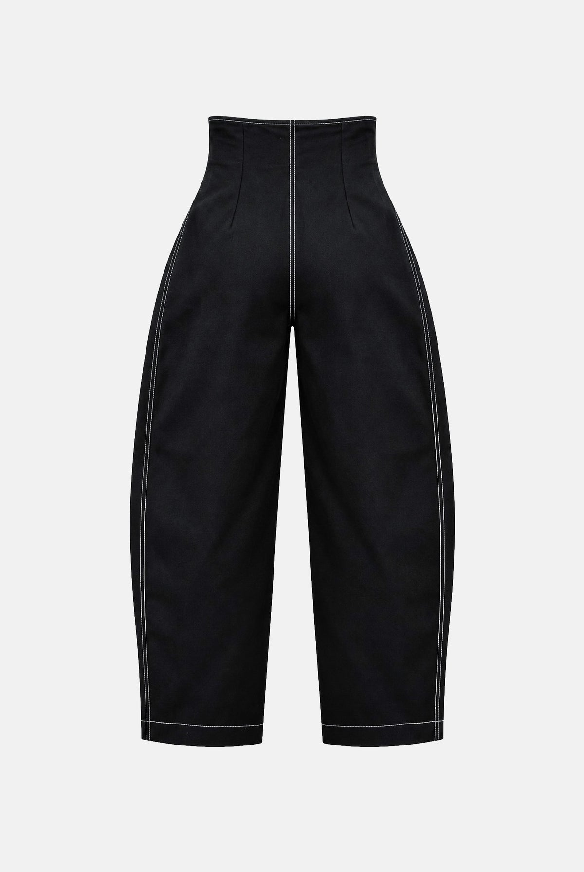 BOHEMIAN VI Pantaloni HIGH BALLON cargo a vita alta neri da donna con cuciture a contrasto e bottoni metallici dorati BHPA062 BL BOHEMIAN VI
