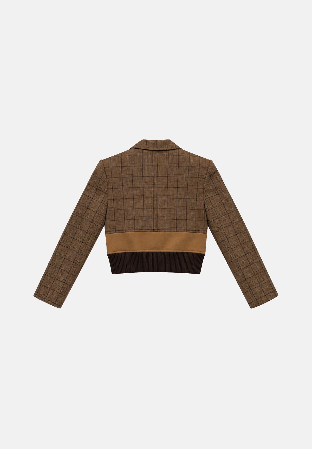 BOHEMIAN VI Giacca GLEN corta sartoriale a quadri marrone cammello da donna GI341 UN BOHEMIAN VI
