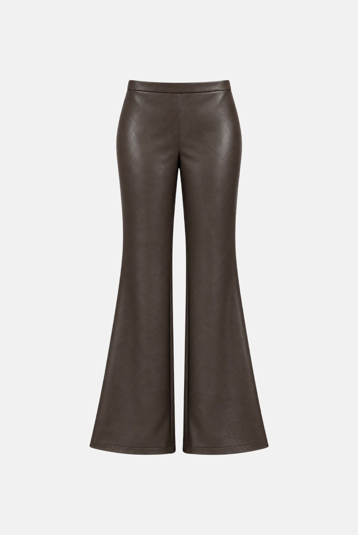 BOHEMIAN VI Pantaloni dark brown-marrone per donna in tessuto ecologico effetto pelle con taglio svasato a zampa (flare) PA254ECO DABR BOHEMIAN VI