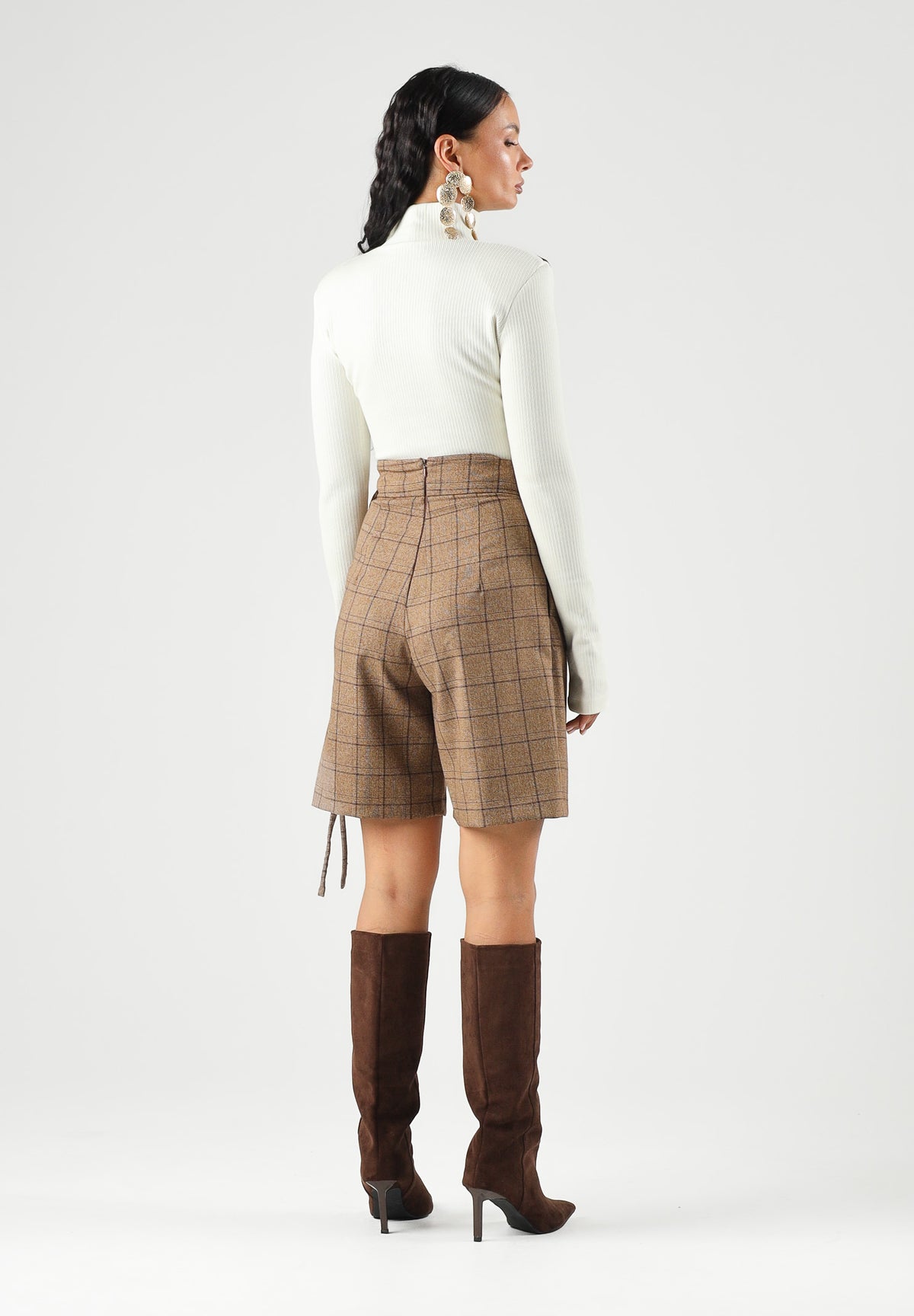 BOHEMIAN VI Shorts eleganti GLEN CHECK Marroneb da donna, con fantasia a quadri PA273Q UN BOHEMIAN VI