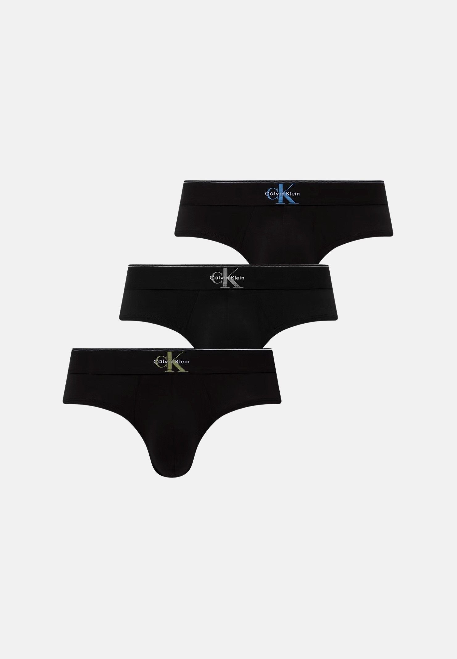 CALVIN KLEIN Slip (3 paia) GUV neri da uomo con logo iconico<BR/> LV00NB4471 GUV CALVIN KLEIN