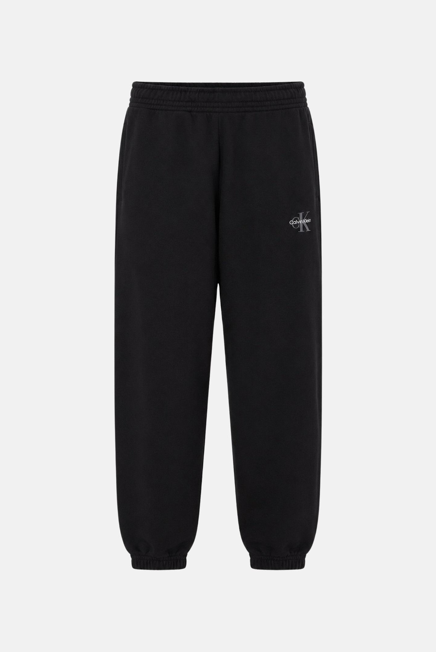 CALVIN KLEIN Pantaloni MONOLOGO FRENCH TERRY jogger nero da donna con logo CK laterale tono su tono<BR/> LV047B235G UB1 CALVIN KLEIN