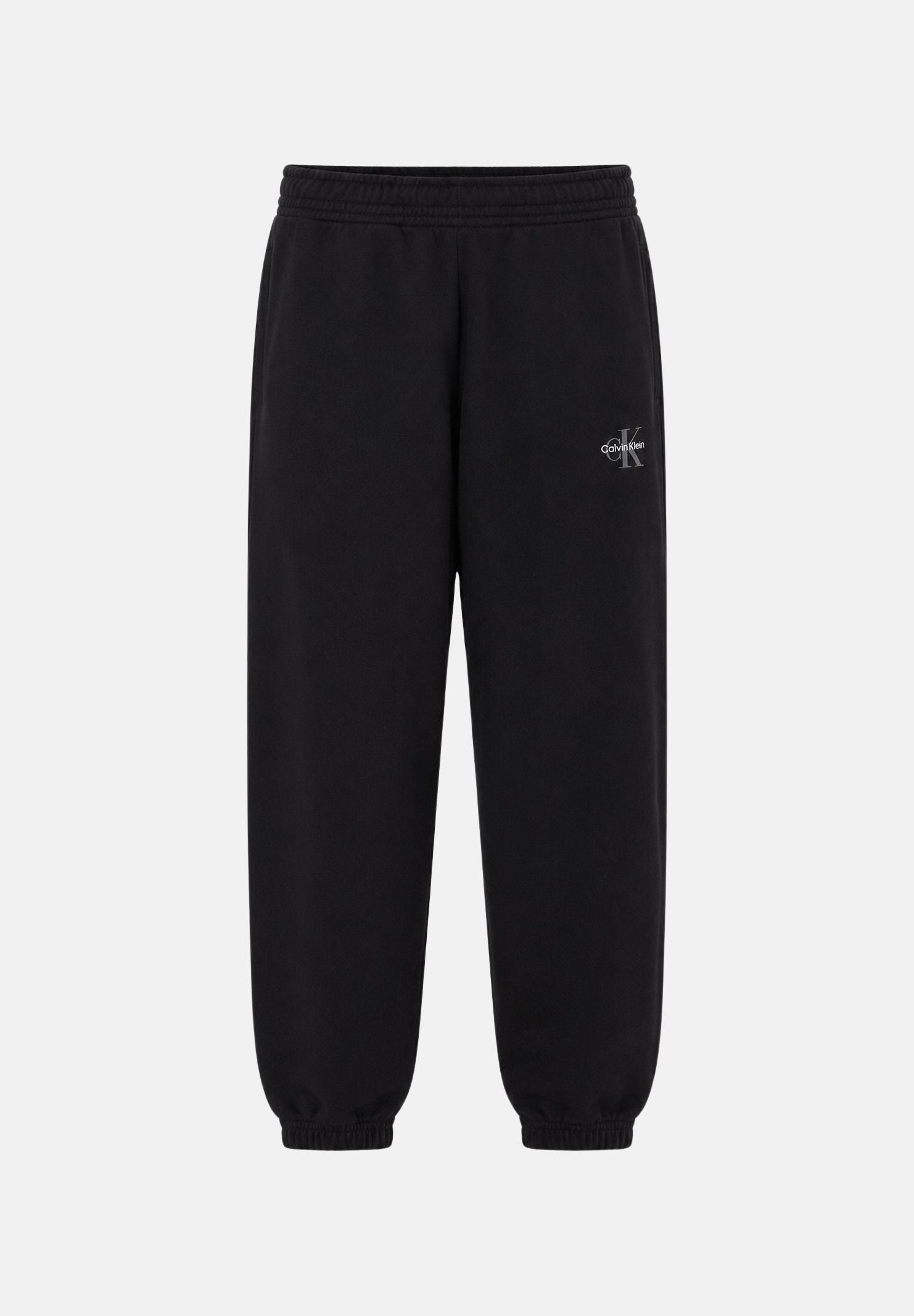 CALVIN KLEIN Pantaloni MONOLOGO FRENCH TERRY jogger nero da donna con logo CK laterale tono su tono<BR/> LV047B235G UB1 CALVIN KLEIN