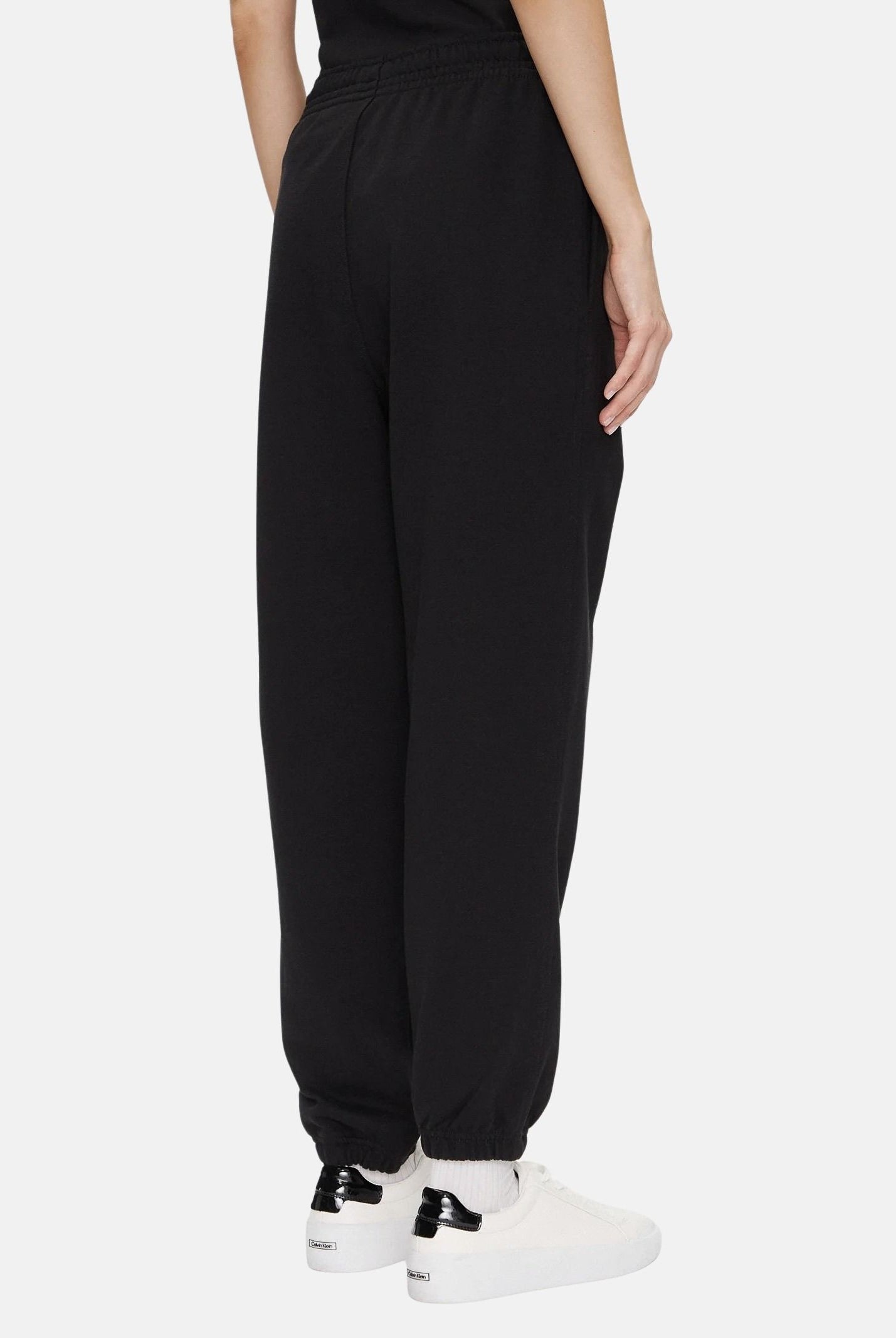 CALVIN KLEIN Pantaloni MONOLOGO FRENCH TERRY jogger nero da donna con logo CK laterale tono su tono<BR/> LV047B235G UB1 CALVIN KLEIN