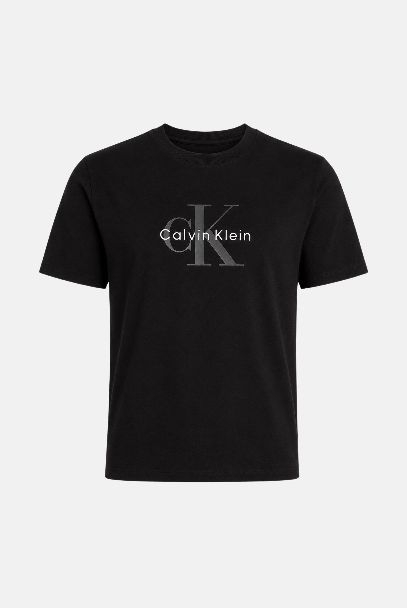 CALVIN KLEIN T-shirt HERO SS CLASSIC MONOLOGO CN, nera da donna con logo frontale tono su tono<BR/> LV047B865G UB1 CALVIN KLEIN