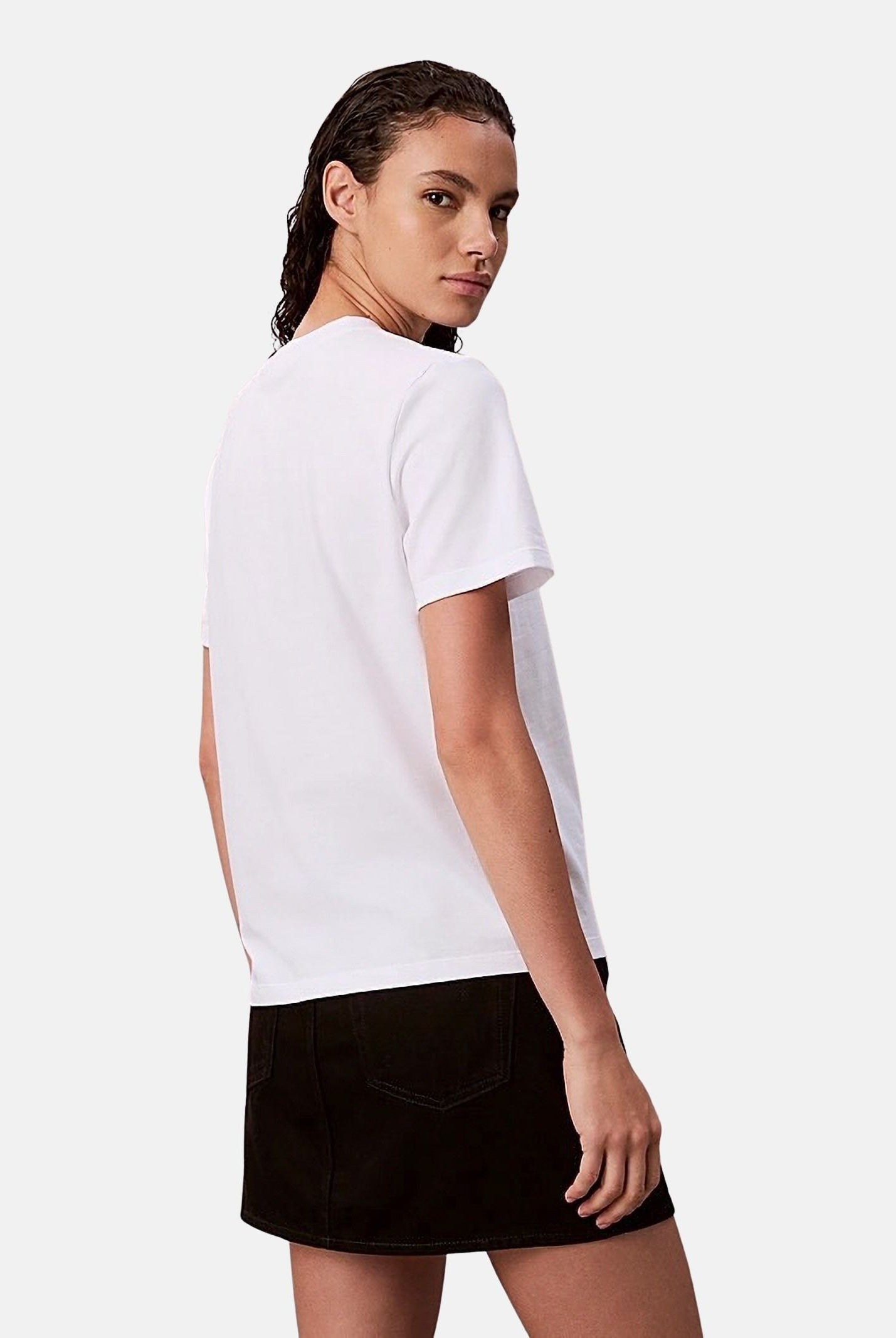 CALVIN KLEIN T-shirt Monogram Logo colore brand Bright White, corrispondente al bianco, da donna. LV047B865G YAA CALVIN KLEIN