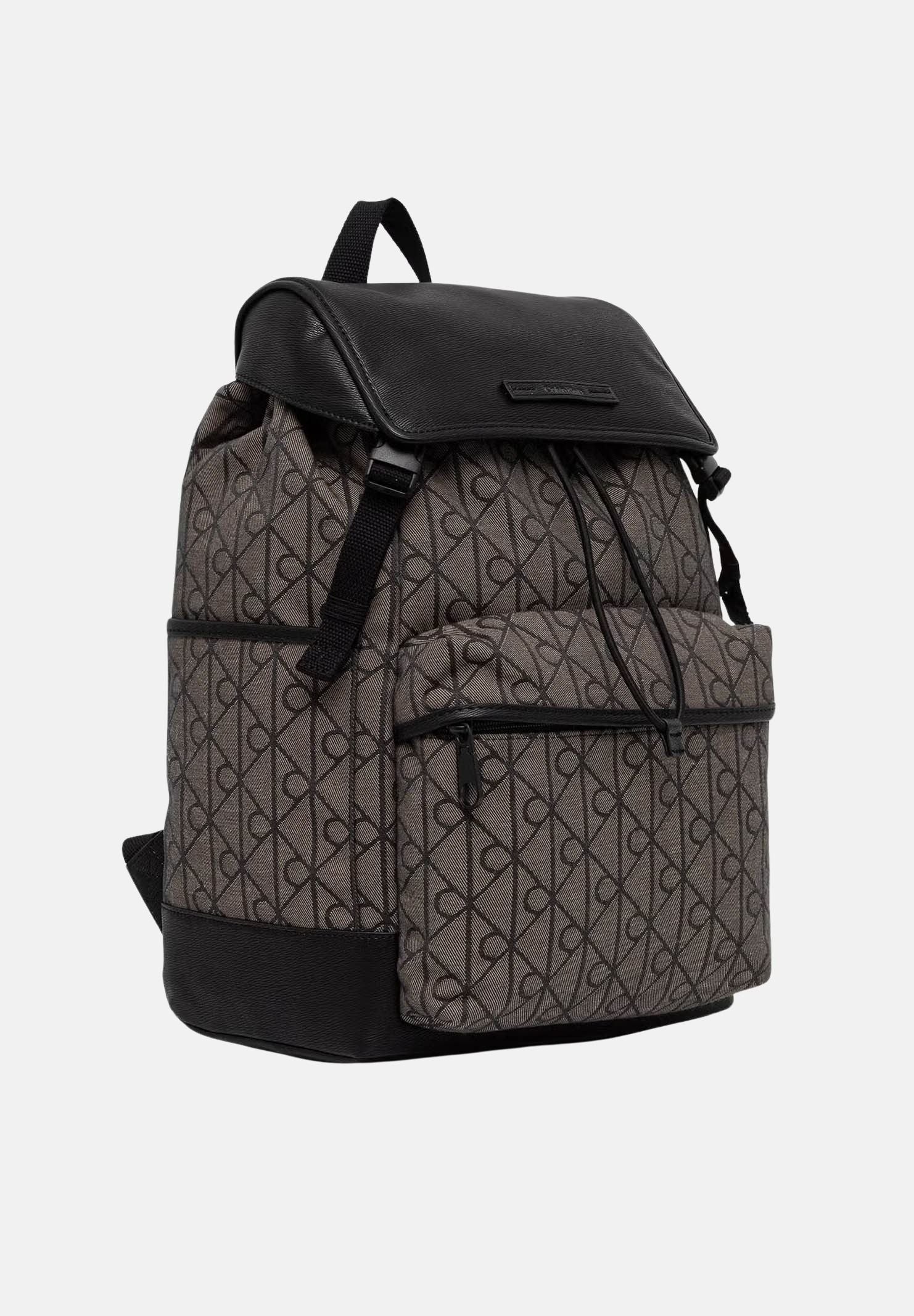 CALVIN KLEIN zaino jacquard con logo impermeabile colore Lotus Beige-Black, beige e nero, unisex. LV04D3378G 7UL CALVIN KLEIN
