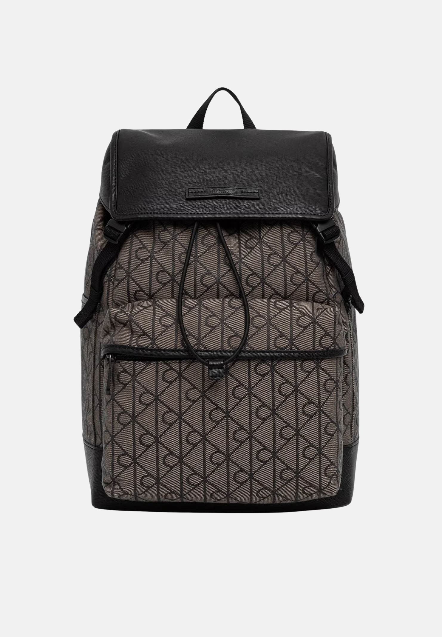 CALVIN KLEIN zaino jacquard con logo impermeabile colore Lotus Beige-Black, beige e nero, unisex. LV04D3378G 7UL CALVIN KLEIN