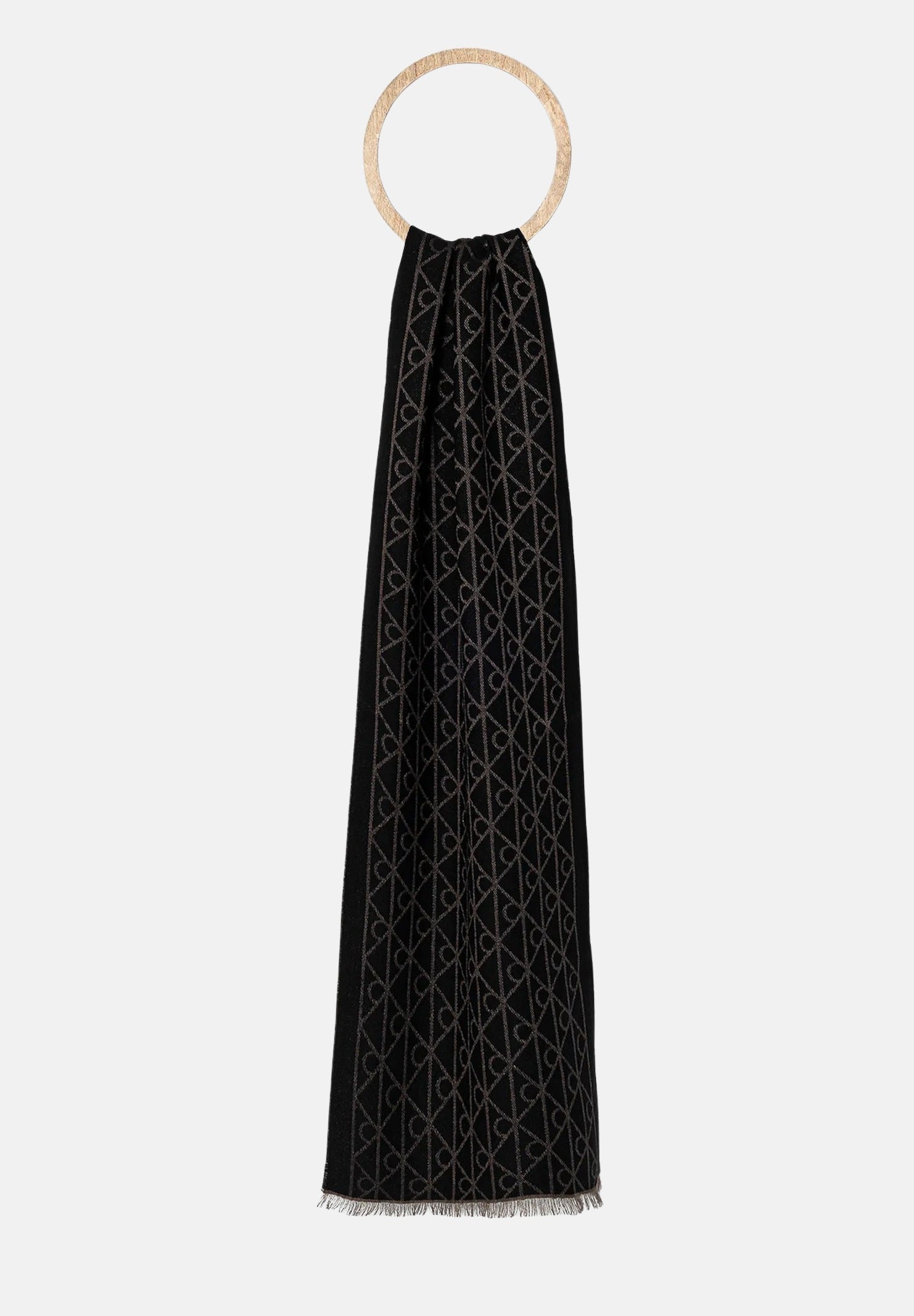 CALVIN KLEIN Pashmina nera per uomo e donna con motivo monogram LV04D8064G BAY CALVIN KLEIN
