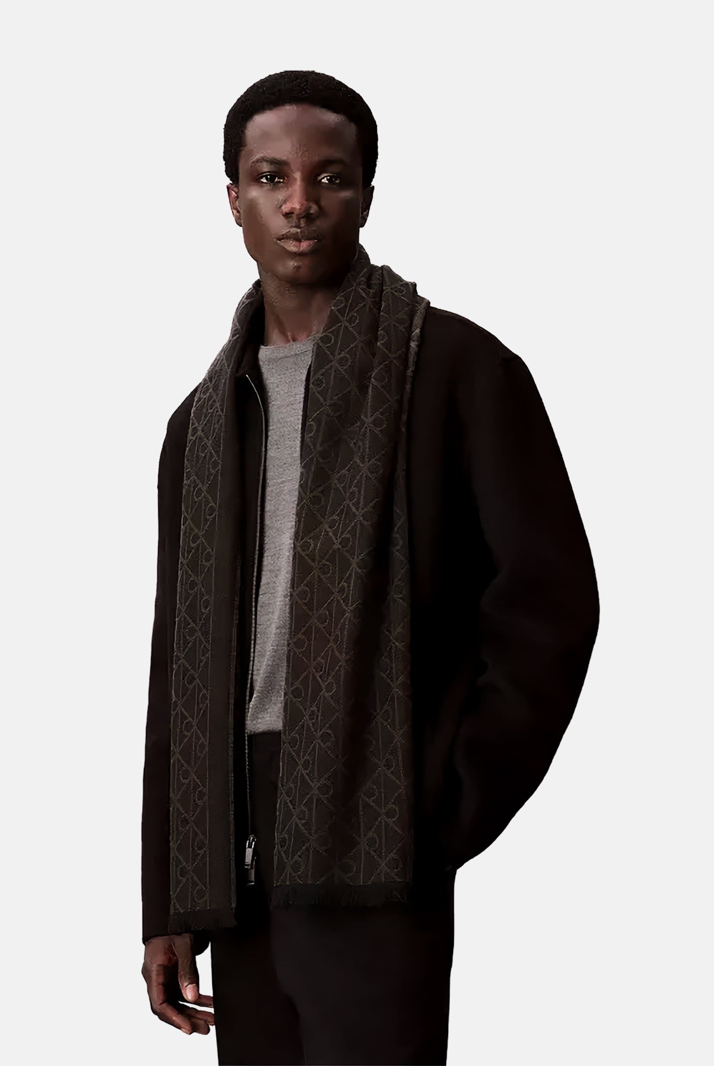 CALVIN KLEIN Pashmina nera per uomo e donna con motivo monogram LV04D8064G BAY CALVIN KLEIN