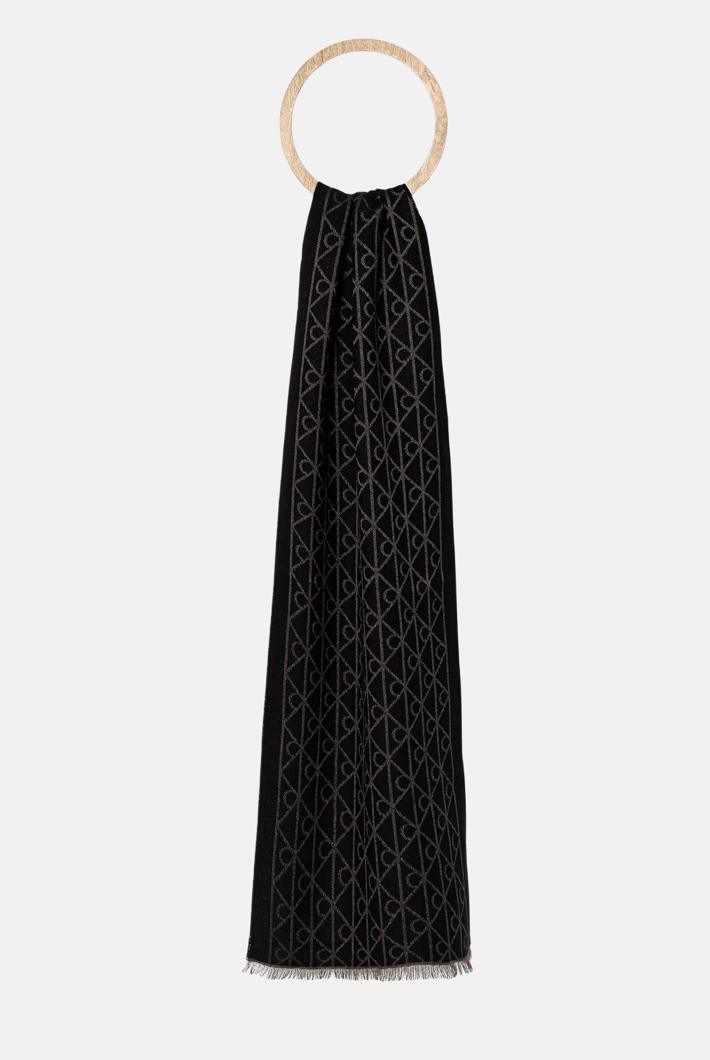 CALVIN KLEIN Pashmina nera per uomo e donna con motivo monogram LV04D8064G BAY CALVIN KLEIN