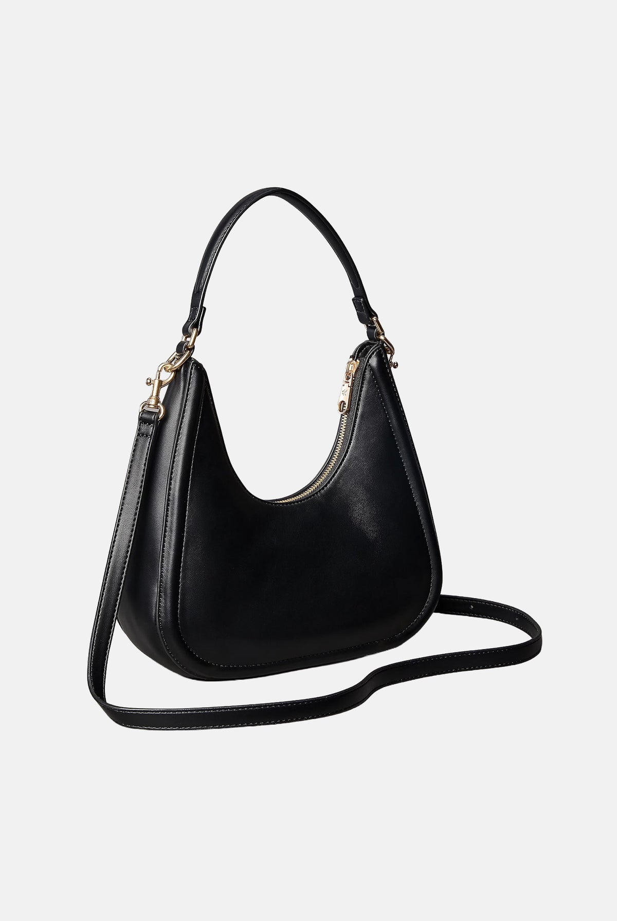 CALVIN KLEIN Borsa a spalla nera da donna con manico sagomato e dettagli metallici dorati. LV04F3561G UB1 CALVIN KLEIN