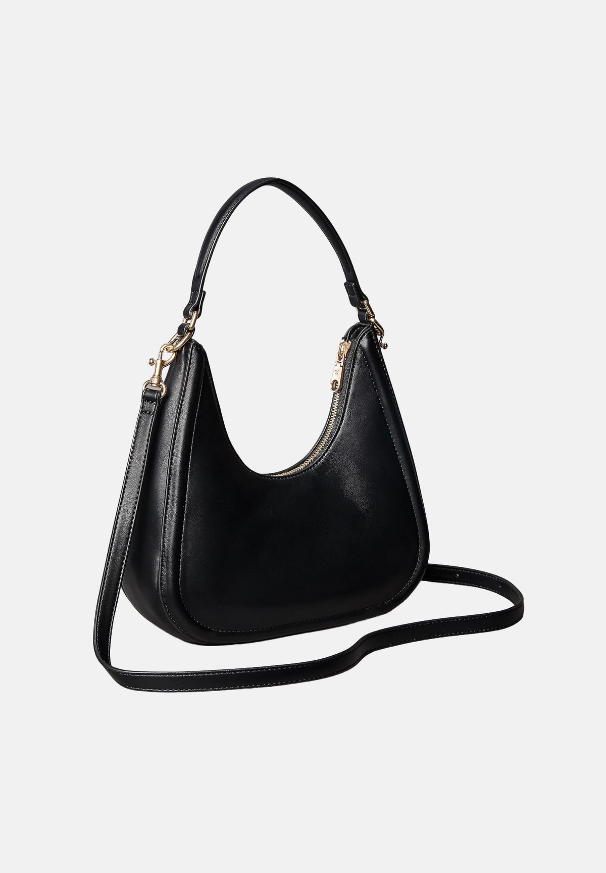 CALVIN KLEIN Borsa a spalla nera da donna con manico sagomato e dettagli metallici dorati. LV04F3561G UB1 CALVIN KLEIN