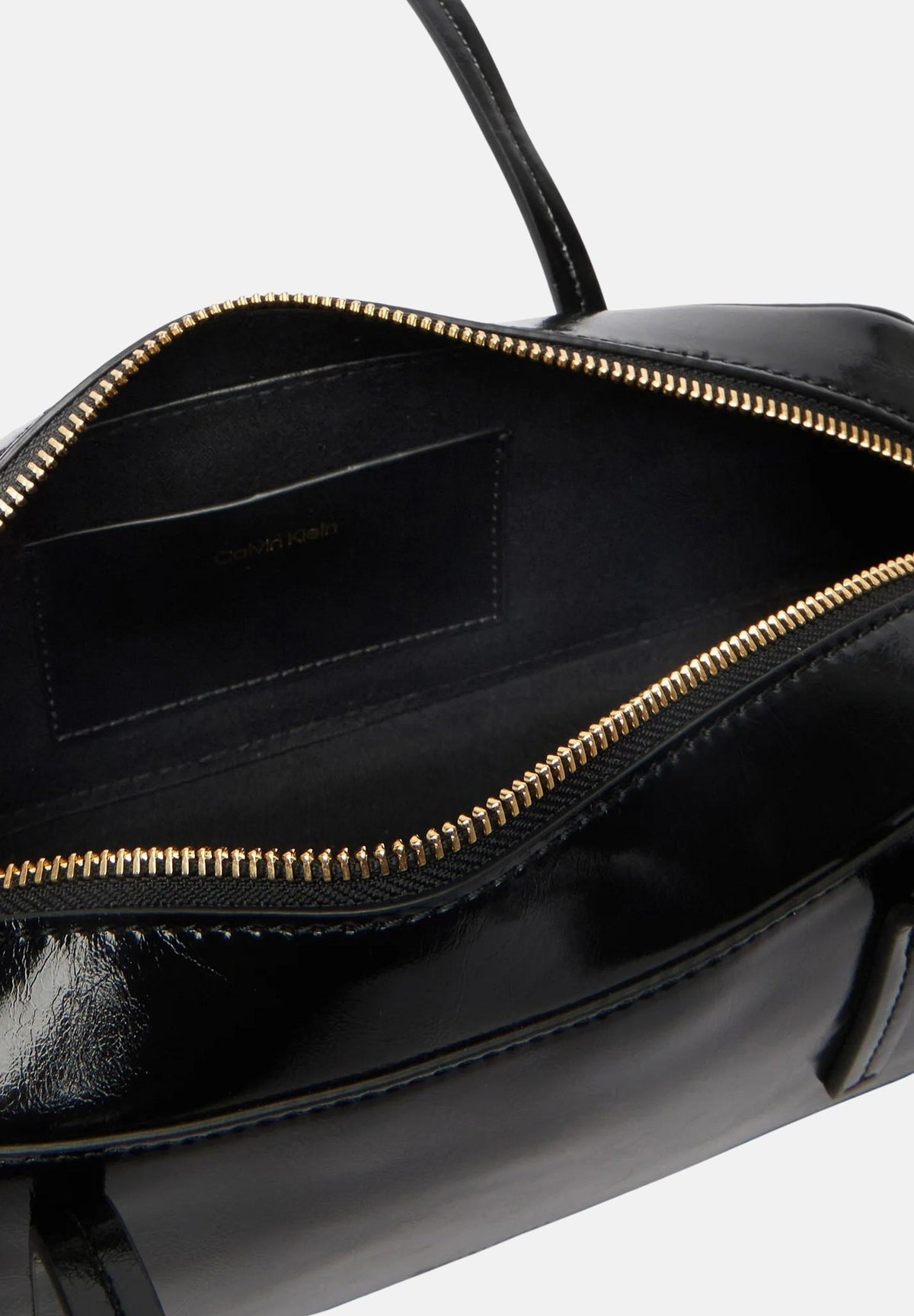 CALVIN KLEIN Borsa a spalla GLOSSY BAULETTO nero da donna con finitura lucida<BR/> LV04F3638G UB1 CALVIN KLEIN