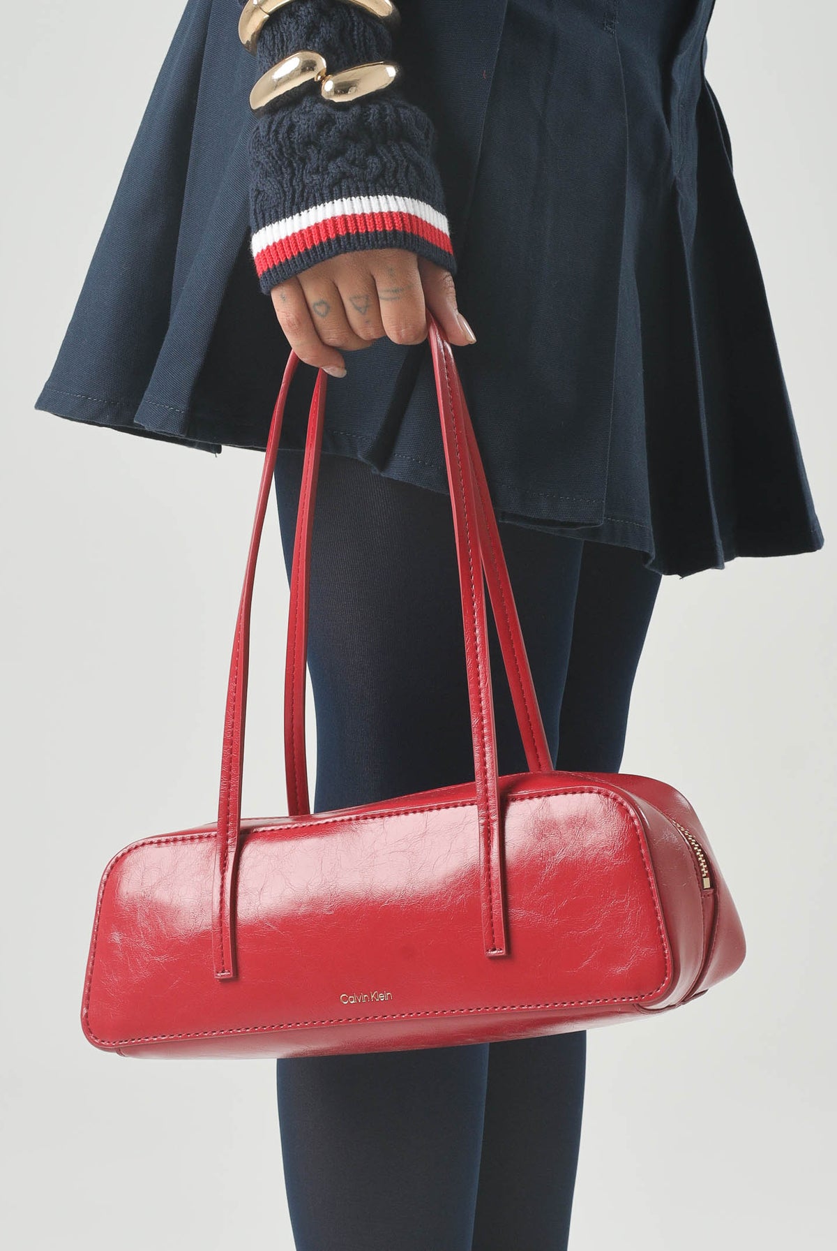 CALVIN KLEIN Borsa a spalla GLOSSY BAULETTO wine bordeaux intenso da donna LV04F3638G XLL CALVIN KLEIN