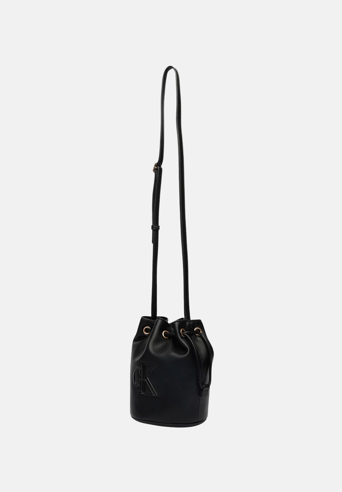 CALVIN KLEIN Borsa a secchiello BOLD CK BUCKET in eco-pelle nera da donna LV04F3640G UB1 CALVIN KLEIN