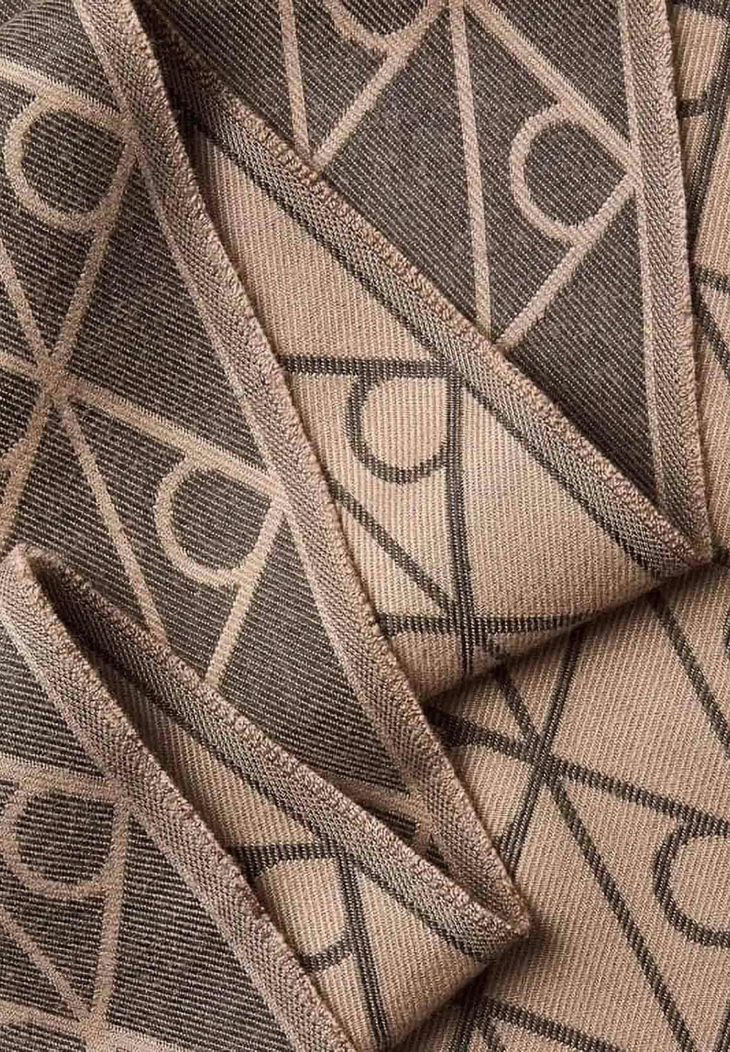 CALVIN KLEIN Stola EMBLEM AOP JACQUARD, nera e marrone, da donna con motivo monogramma all-over LV04F9024G 8MN CALVIN KLEIN