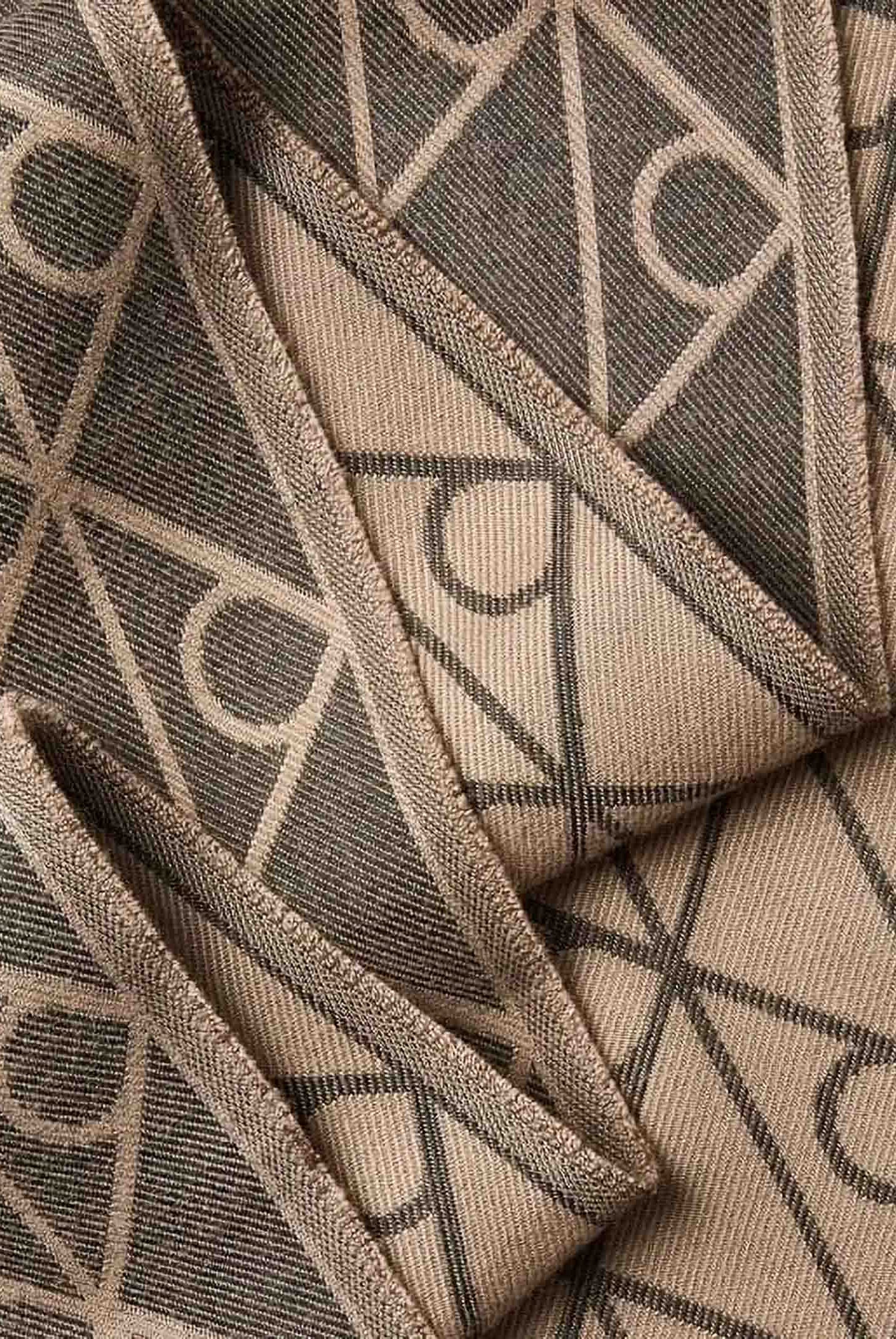 CALVIN KLEIN Stola EMBLEM AOP JACQUARD, nera e marrone, da donna con motivo monogramma all-over LV04F9024G 8MN CALVIN KLEIN