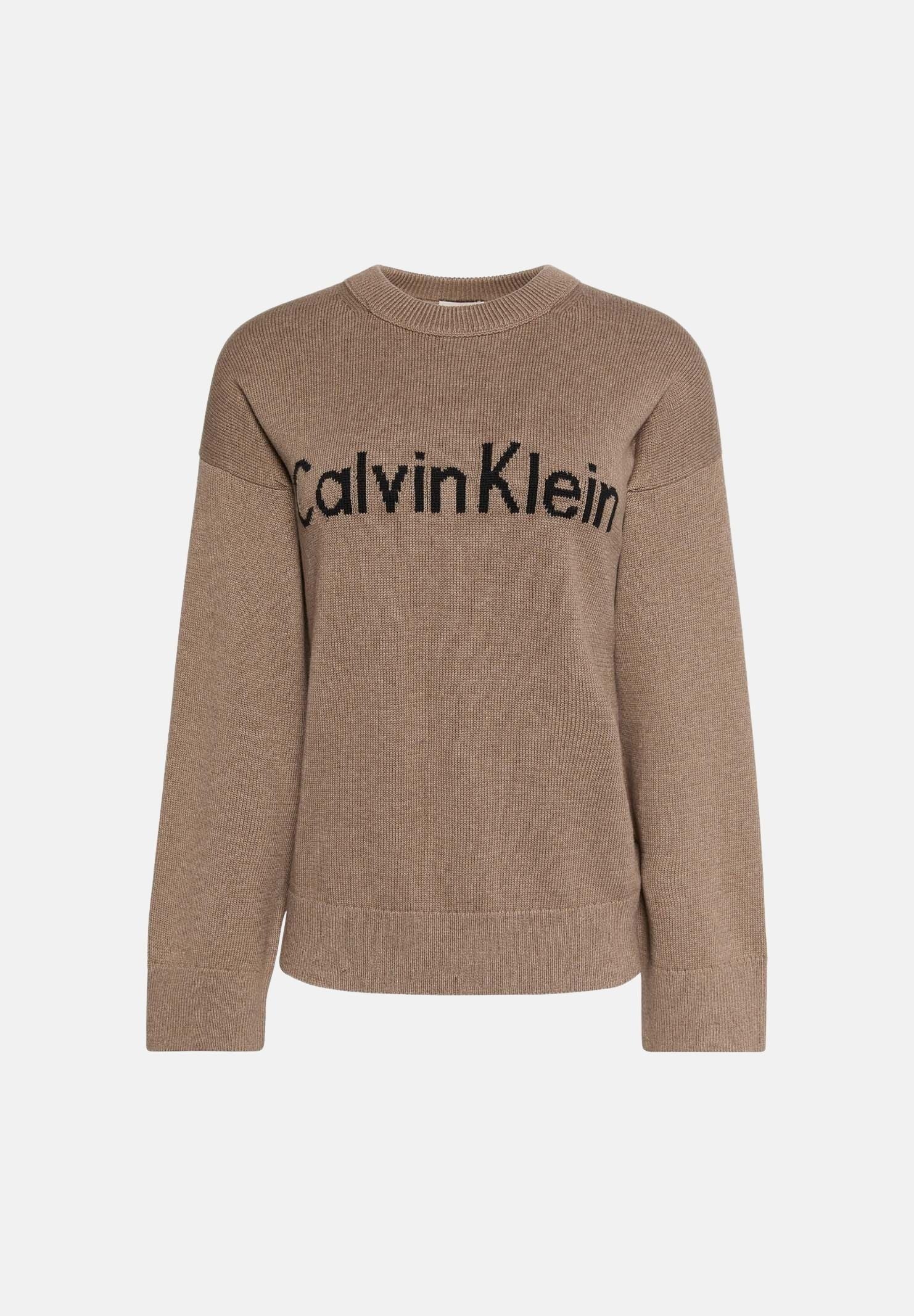 CALVIN KLEIN JEANS Maglia CONTRAST LOGO SWEATER marrone, da donna <BR/> LV044G313G TS7 CALVIN KLEIN JEANS