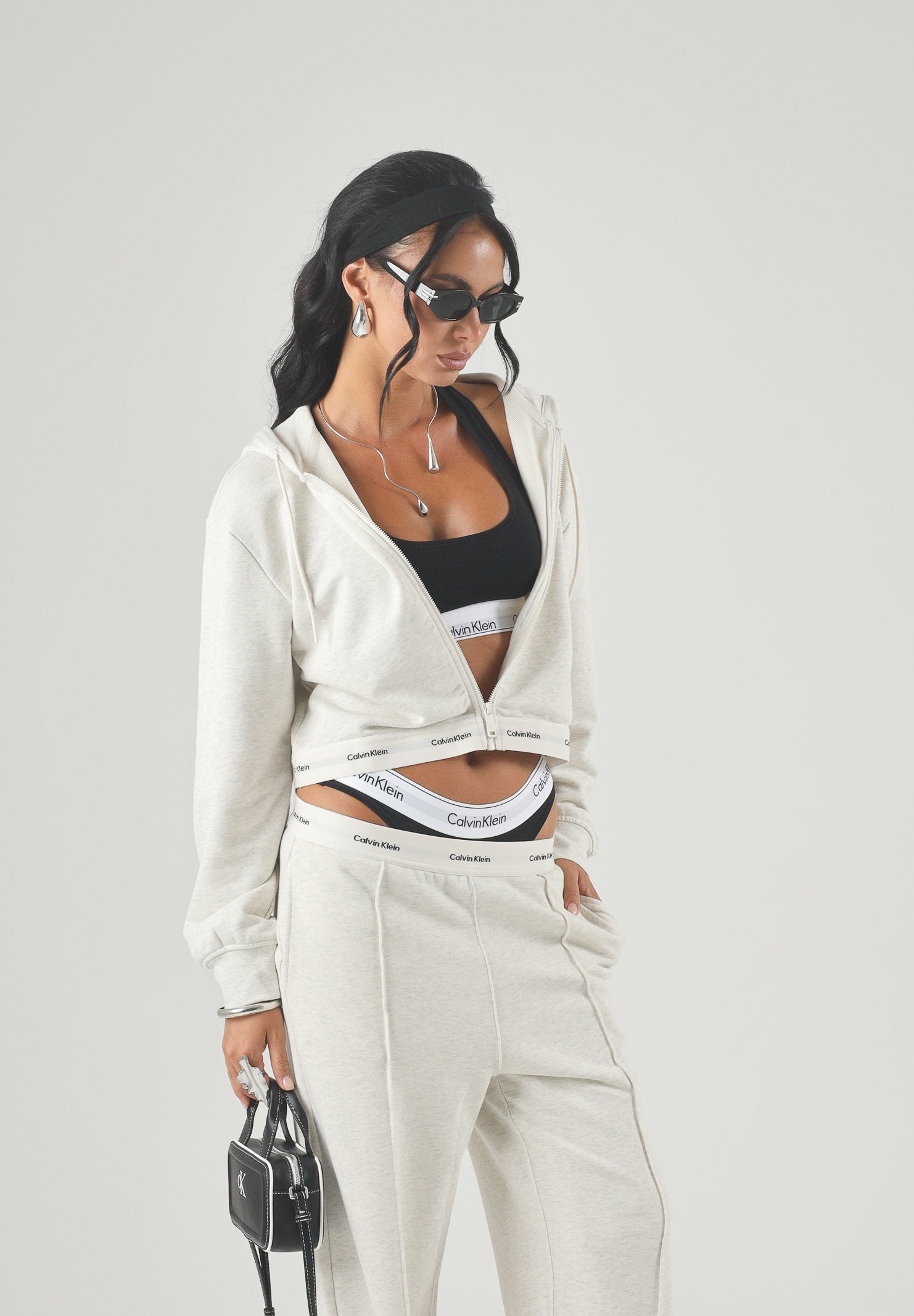 CALVIN KLEIN JEANS Felpa LS TERRY vaniglia,panna, da donna con zip e cappuccio, <BR/> LV047G252G P4P CALVIN KLEIN JEANS