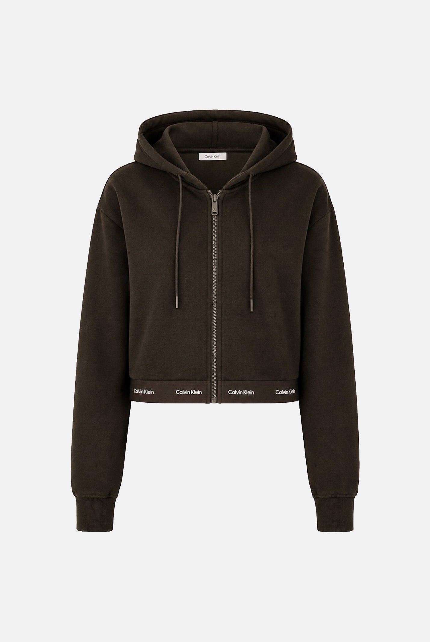 CALVIN KLEIN JEANS Felpa LS TERRY, dark coffe, marrone caffè, da donna con zip e cappuccio LV047G252G TO2 CALVIN KLEIN JEANS