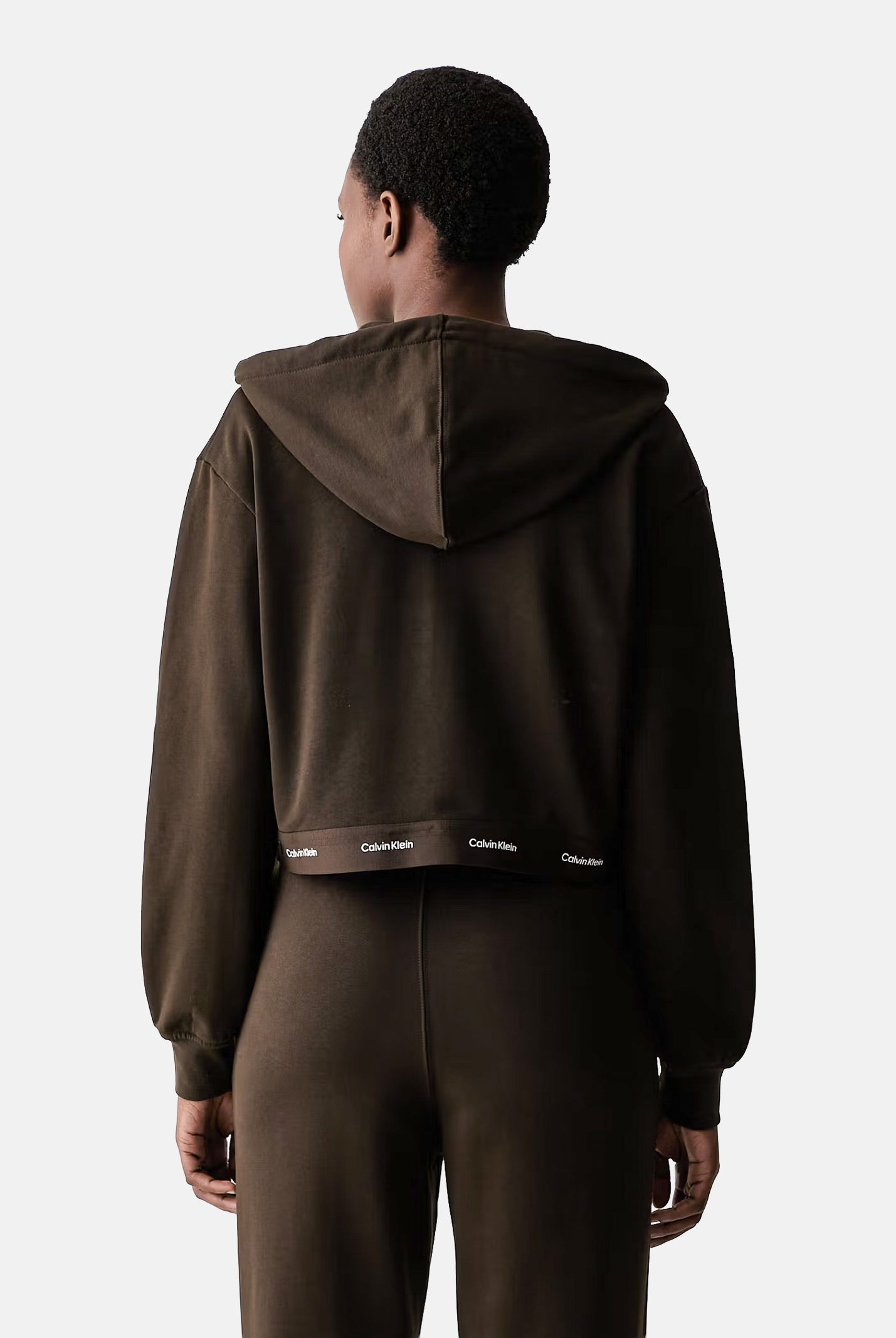 CALVIN KLEIN JEANS Felpa LS TERRY, dark coffe, marrone caffè, da donna con zip e cappuccio LV047G252G TO2 CALVIN KLEIN JEANS