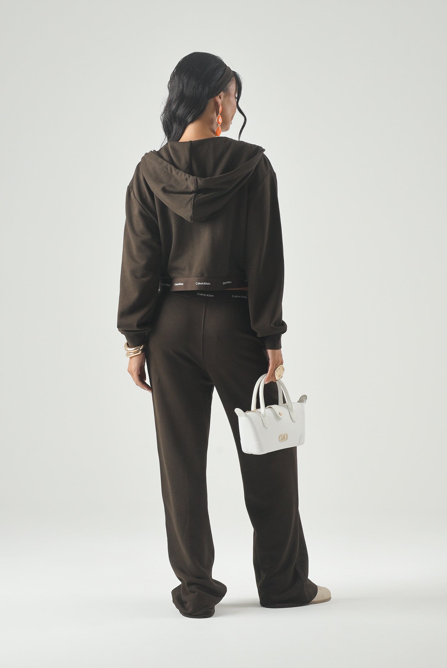 CALVIN KLEIN JEANS Felpa LS TERRY, dark coffe, marrone caffè, da donna con zip e cappuccio LV047G252G TO2 CALVIN KLEIN JEANS