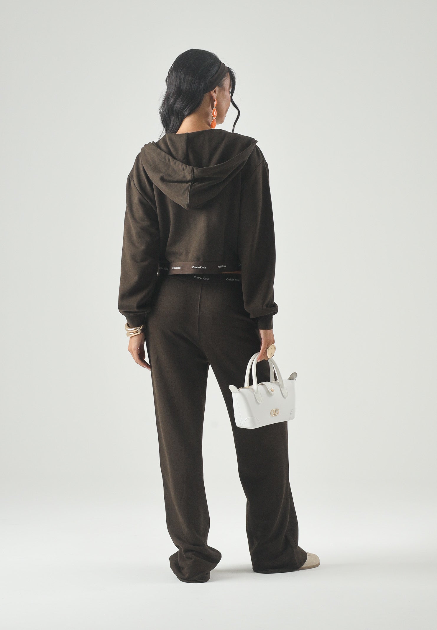 CALVIN KLEIN JEANS Felpa LS TERRY, dark coffe, marrone caffè, da donna con zip e cappuccio LV047G252G TO2 CALVIN KLEIN JEANS