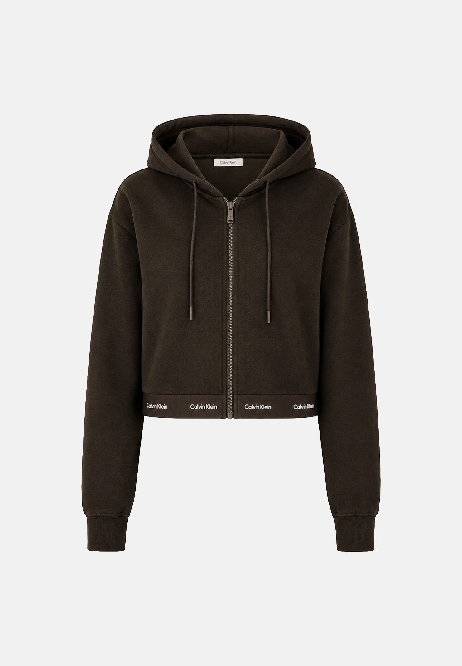 CALVIN KLEIN JEANS Felpa LS TERRY, dark coffe, marrone caffè, da donna con zip e cappuccio LV047G252G TO2 CALVIN KLEIN JEANS