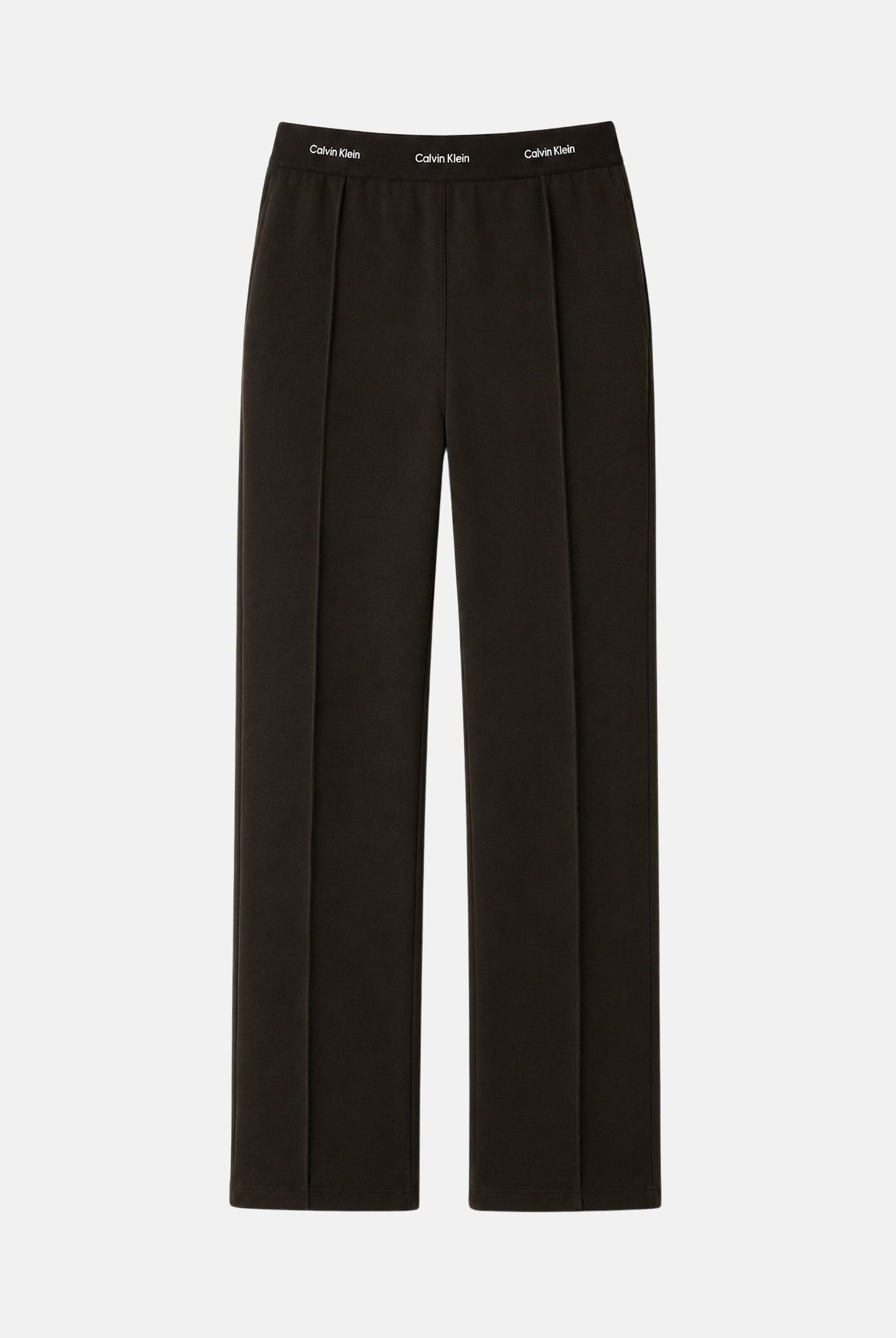 CALVIN KLEIN JEANS Pantaloni WAISTBAND, dark coffe, marrone scuro da donna con fascia elastica logata<BR/> LV047G253G TO2 CALVIN KLEIN JEANS
