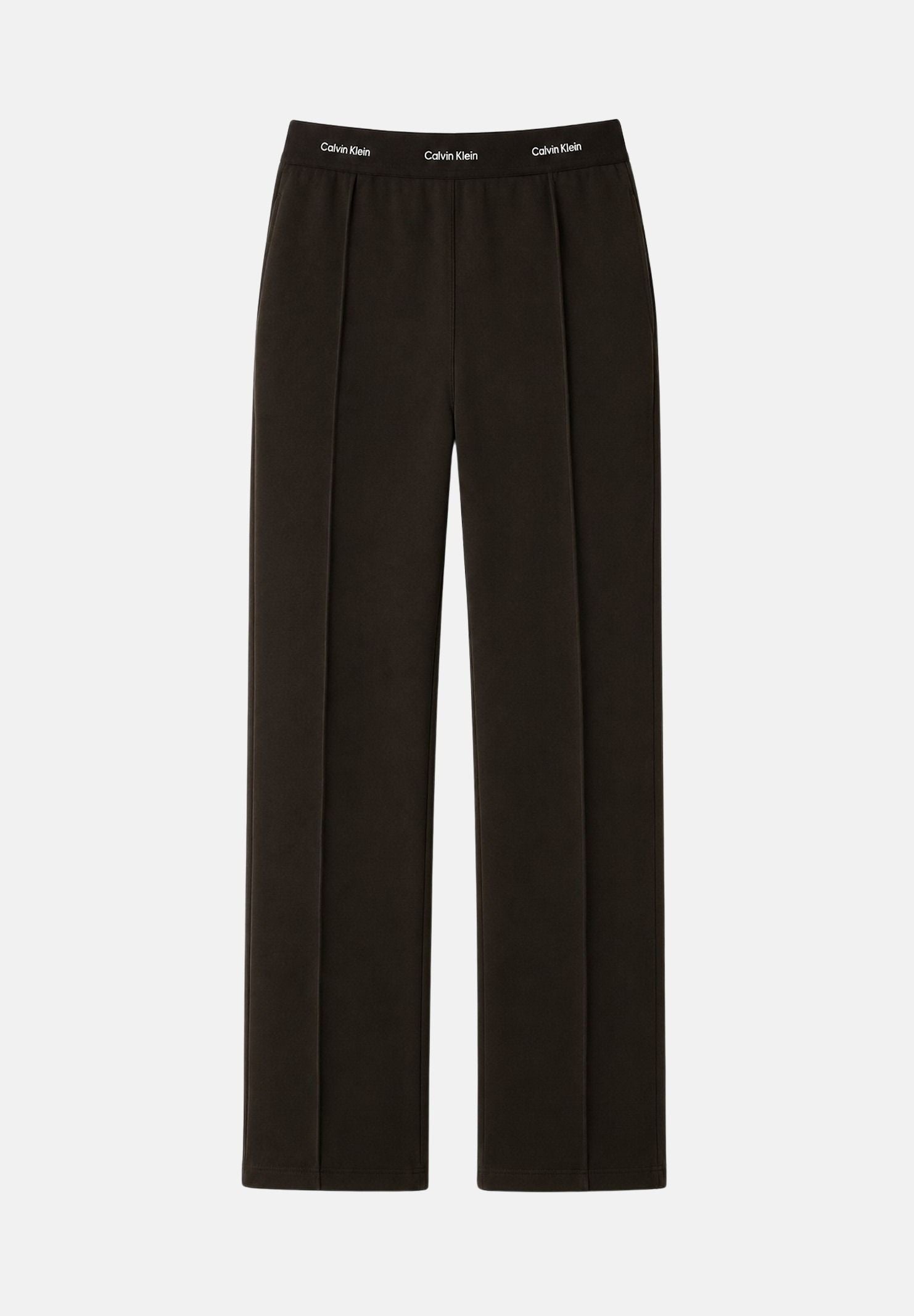 CALVIN KLEIN JEANS Pantaloni WAISTBAND, dark coffe, marrone scuro da donna con fascia elastica logata<BR/> LV047G253G TO2 CALVIN KLEIN JEANS