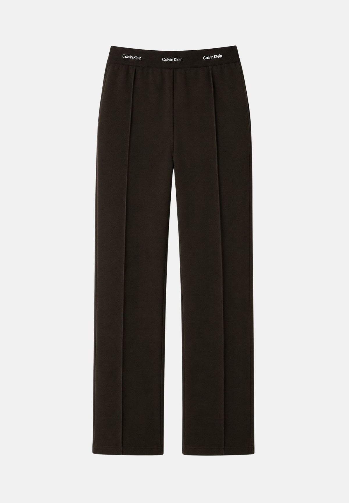 CALVIN KLEIN JEANS Pantaloni WAISTBAND, dark coffe, marrone scuro da donna con fascia elastica logata<BR/> LV047G253G TO2 CALVIN KLEIN JEANS