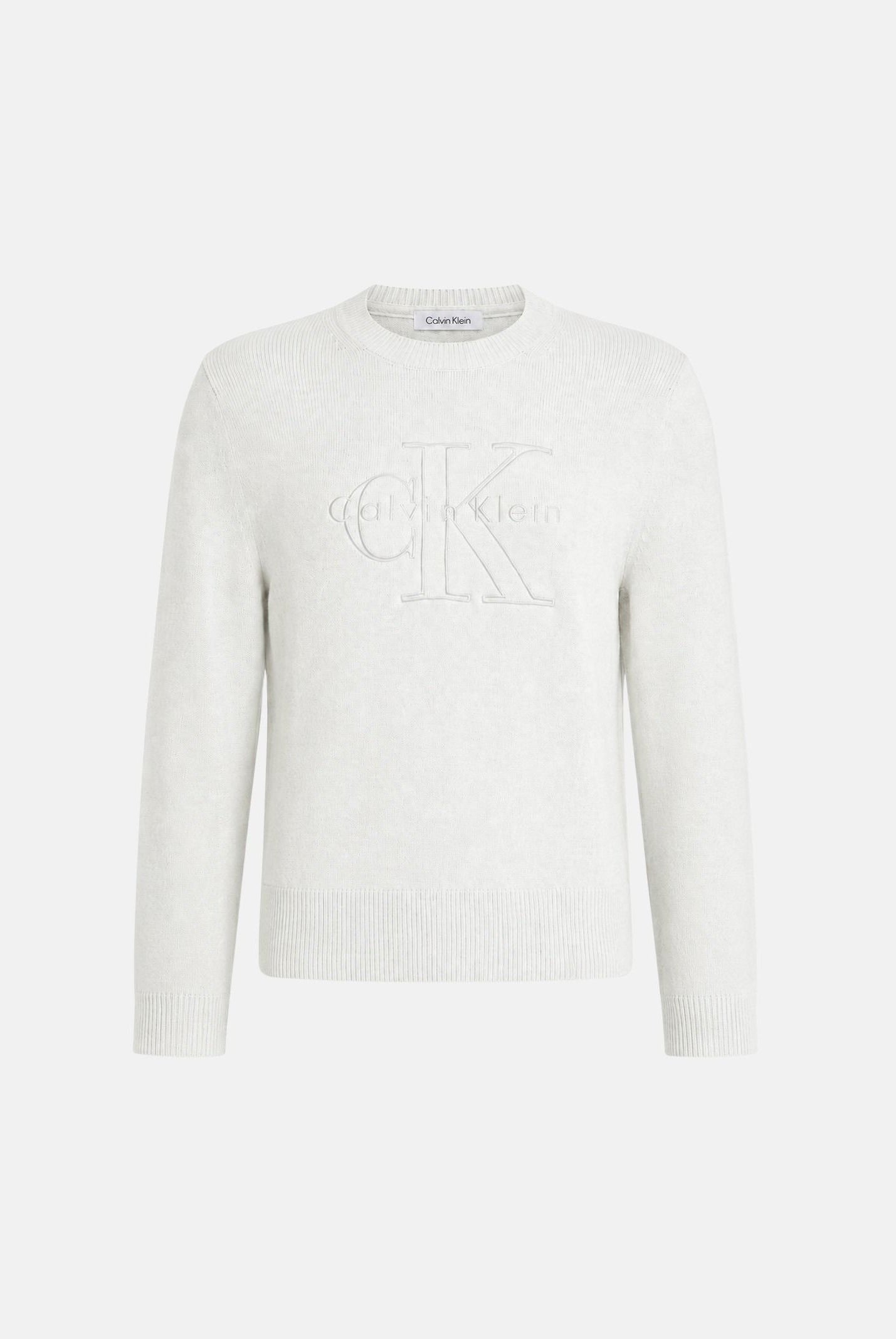 CALVIN KLEIN JEANS Maglia LOGO OUTLINE light grey grigio chiaro da donna con logo CK outline frontale LV047G322G P74 CALVIN KLEIN JEANS
