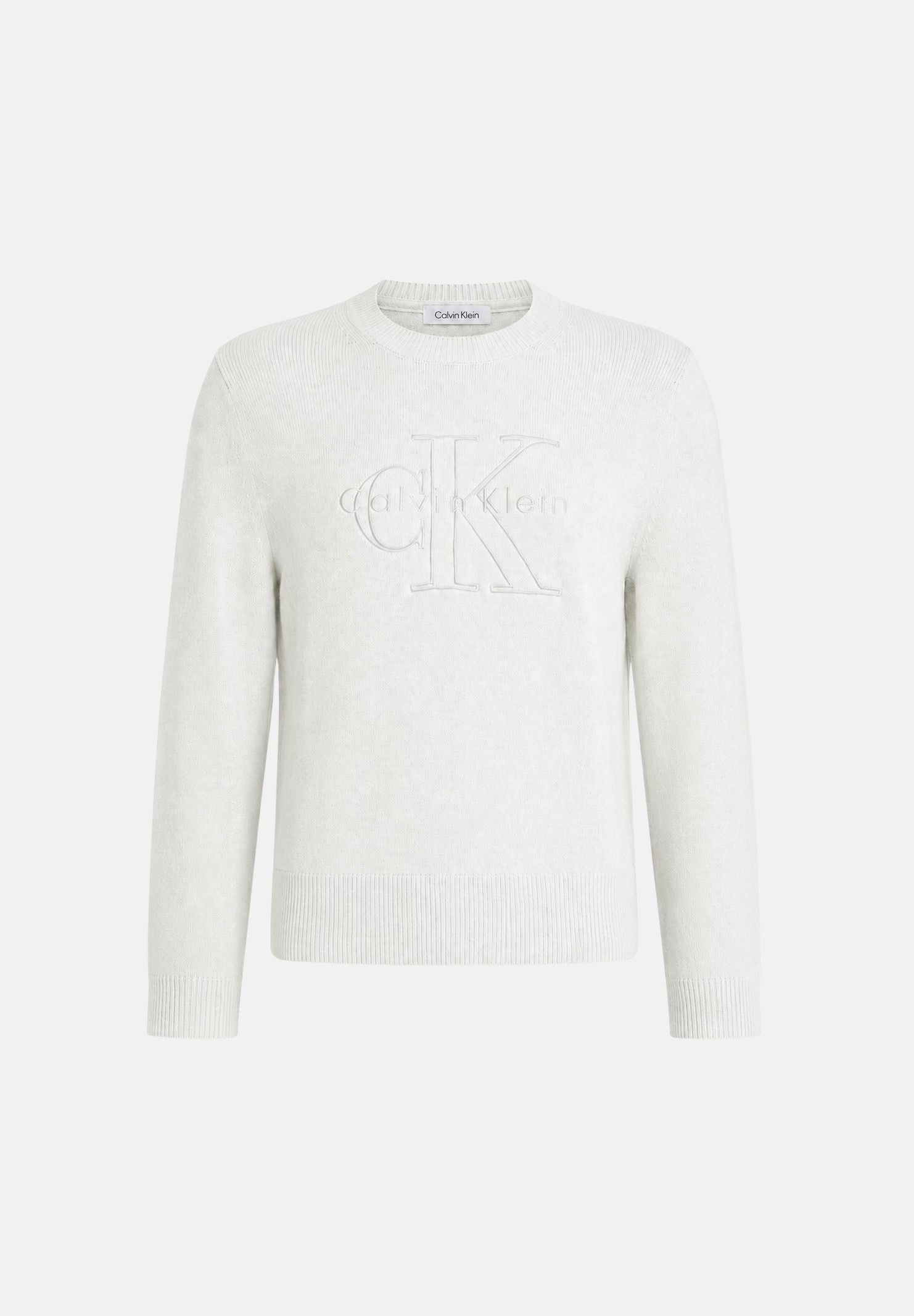CALVIN KLEIN JEANS Maglia LOGO OUTLINE light grey grigio chiaro da donna con logo CK outline frontale LV047G322G P74 CALVIN KLEIN JEANS