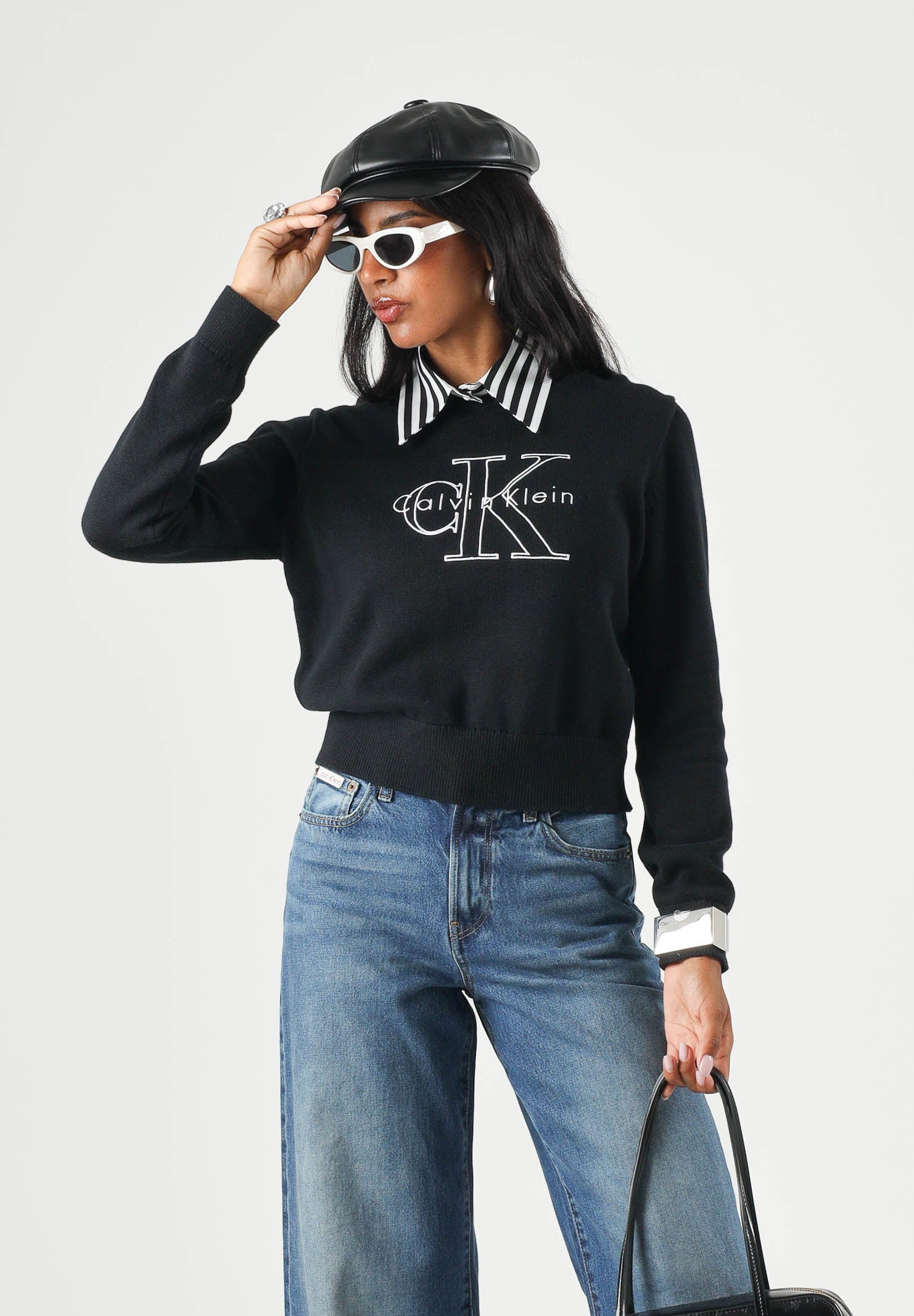 CALVIN KLEIN JEANS Maglia LOGO OUTLINE, nero da donna <BR/> LV047G322G UB1 CALVIN KLEIN JEANS