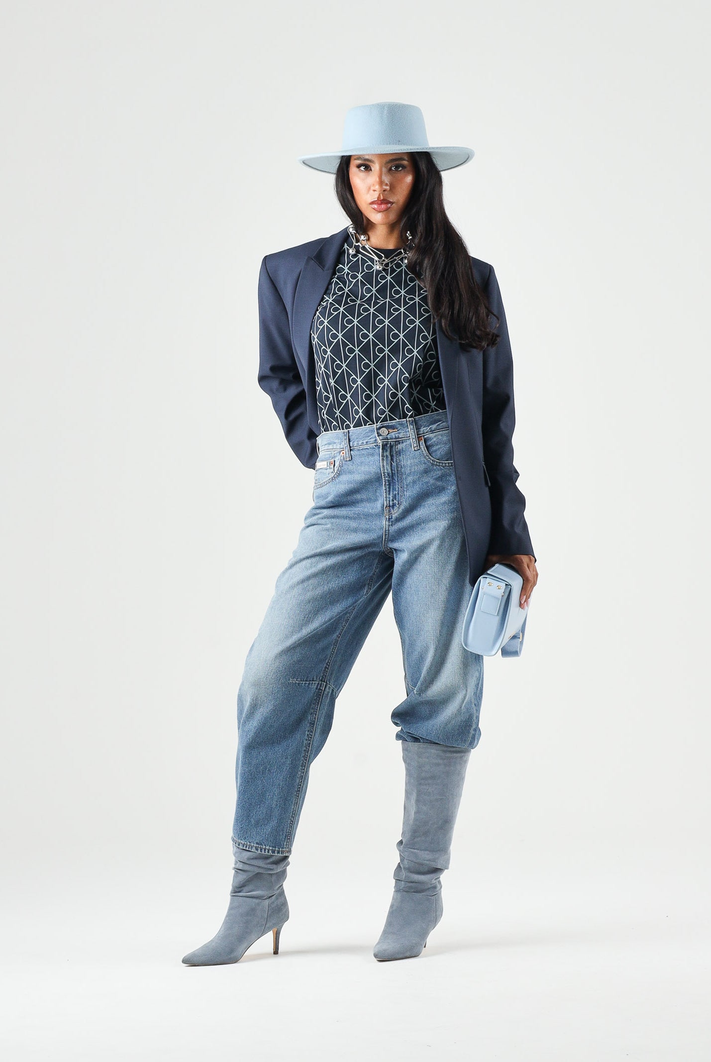 CALVIN KLEIN JEANS Jeans BARREL CROPPED, airway blu da donna <BR/> LV047G748G YRE CALVIN KLEIN JEANS