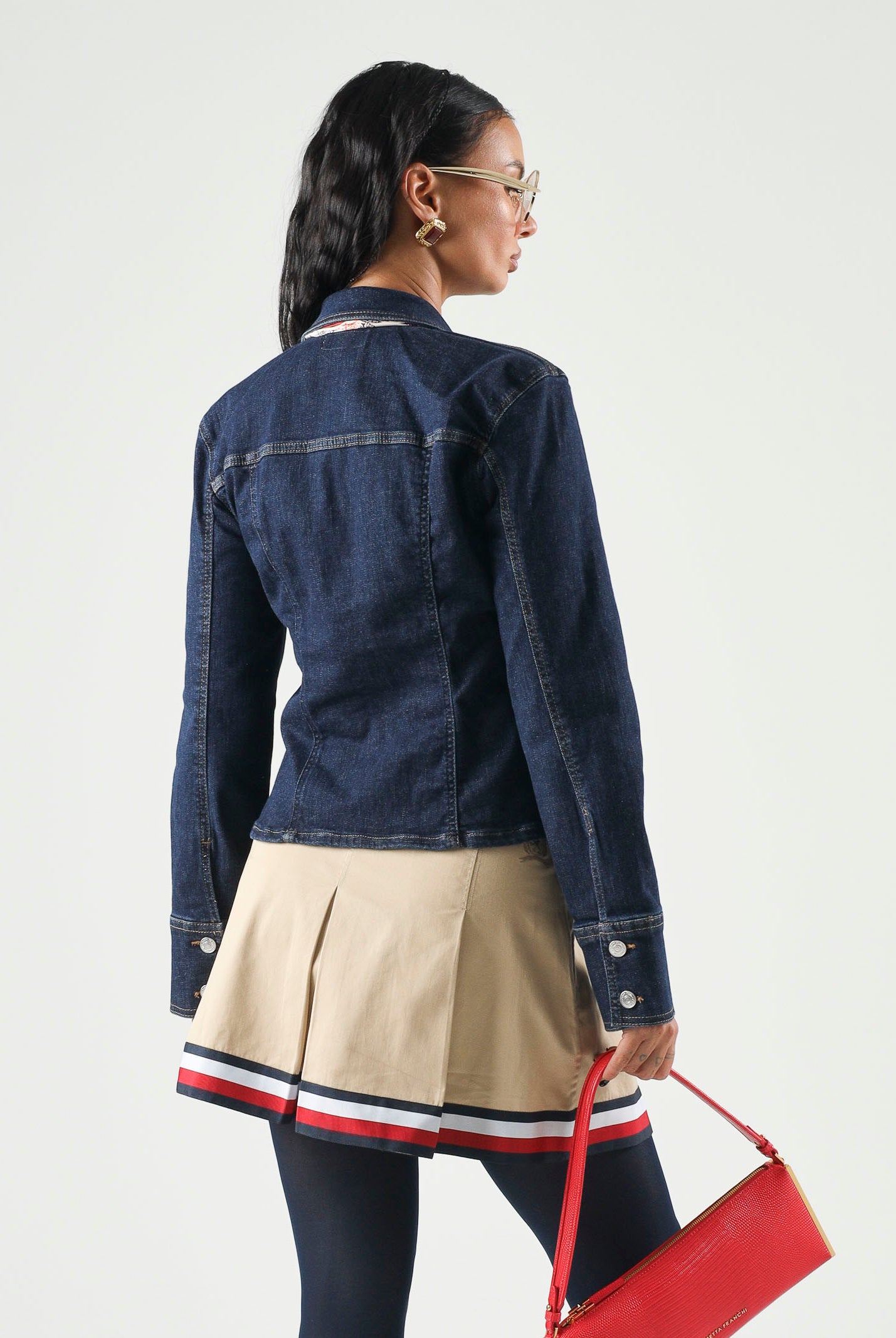 CALVIN KLEIN JEANS Giubbotto di jeans SCULPT TRUCKER in denim blu da donna <BR/> LV047G749G N8D CALVIN KLEIN JEANS