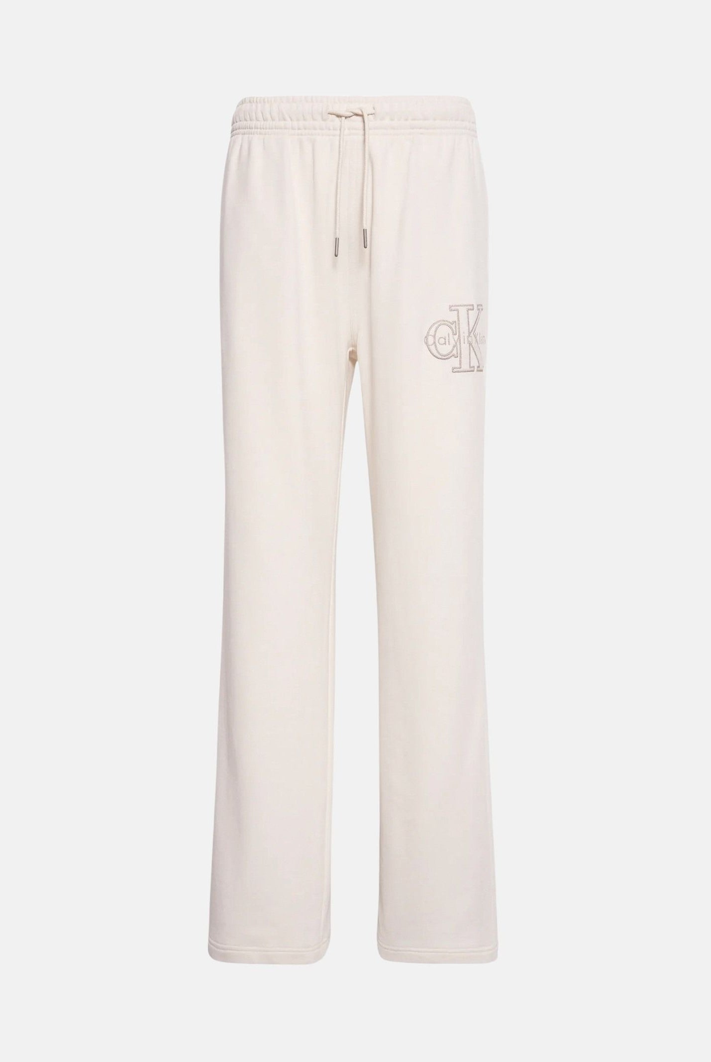 CALVIN KLEIN JEANS Pantaloni EMBROIDERED tofu avorio da donna con logo CK ricamato sulla gamba LV047G822G YAS CALVIN KLEIN JEANS